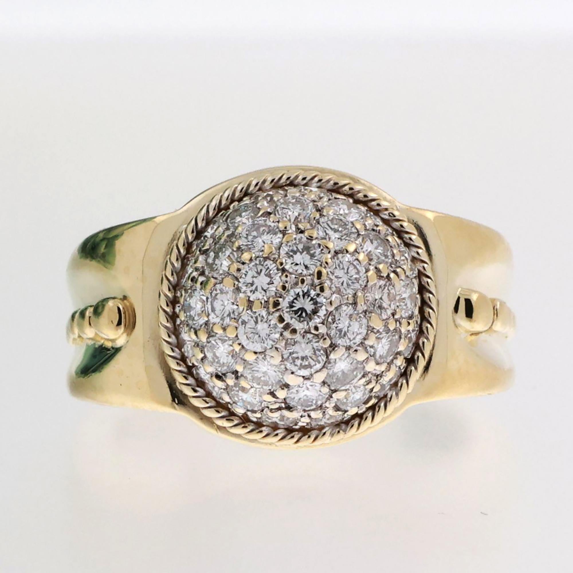 1.00 TW Cluster Diamond Dome Ring 18K Yellow Gold Size 6.75 Ladies Estate