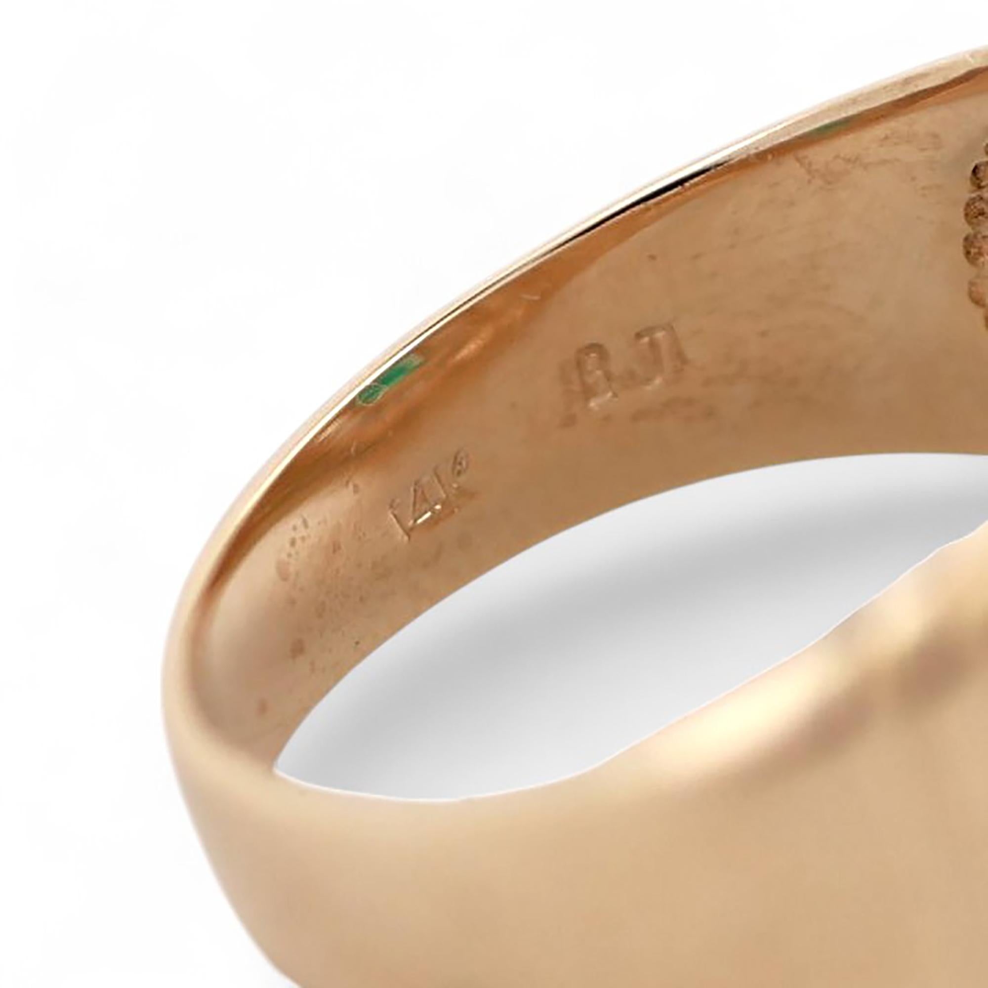 Emerald Diamond Statement Ring 14K Yellow Gold 2.40 CTW Size 10 Unisex Estate
