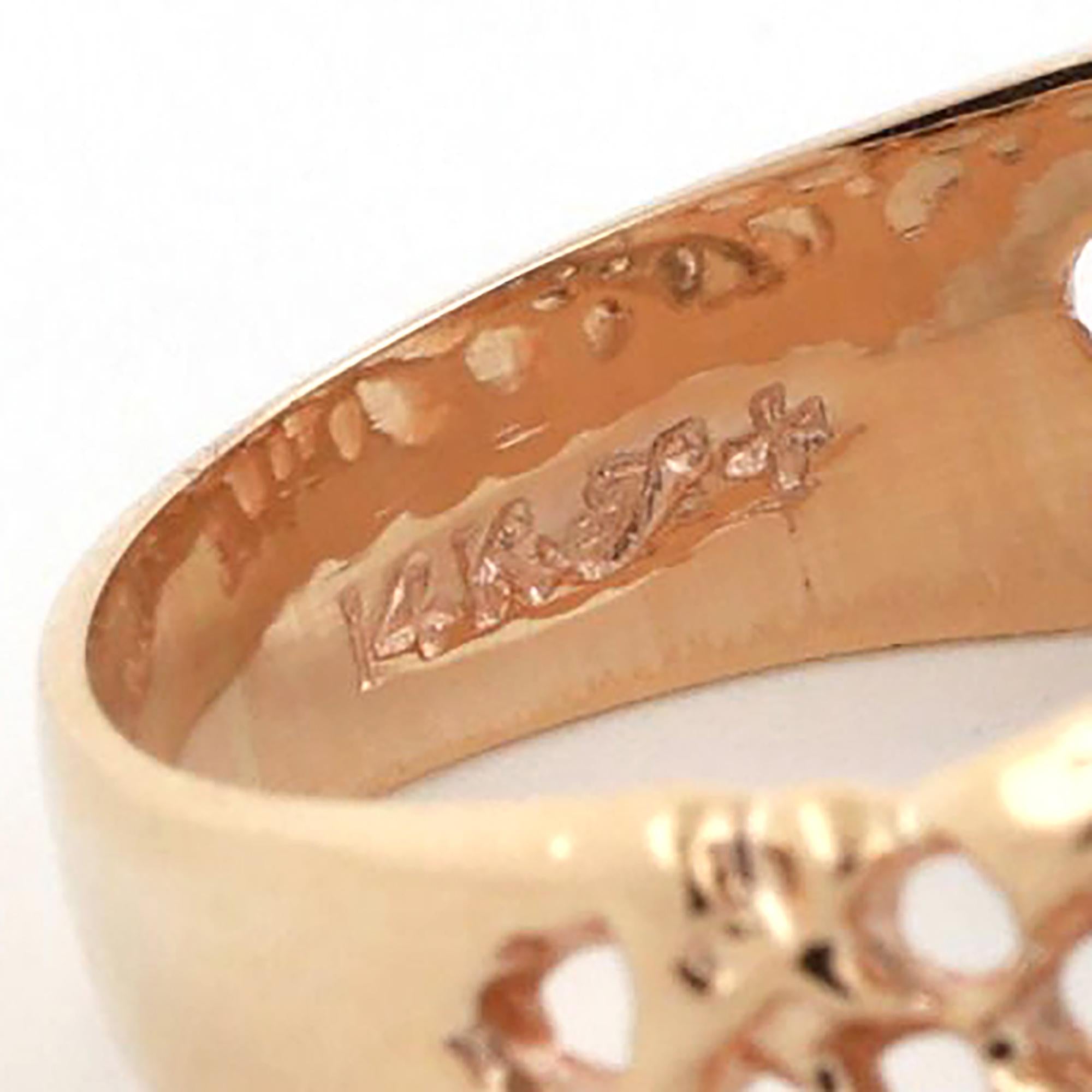 Vintage Diamond Filigree Wide Band Ring 14K Gold 0.35 TW Size 12.25 Estate