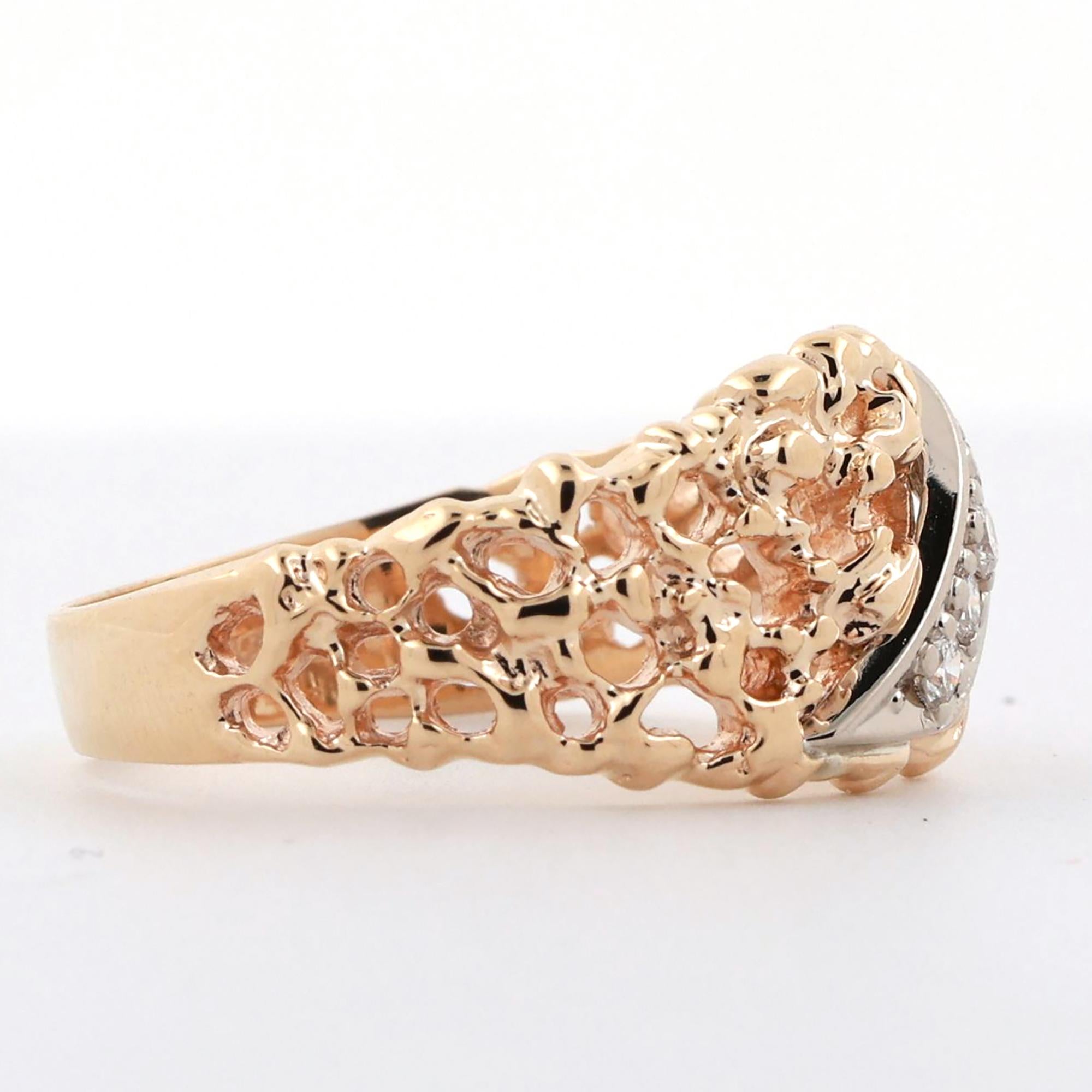 Vintage Diamond Filigree Wide Band Ring 14K Gold 0.35 TW Size 12.25 Estate
