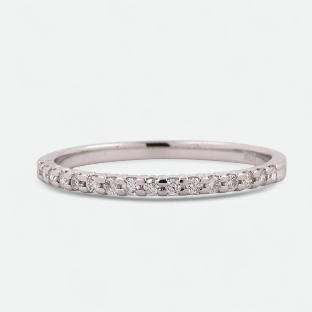 0.15 TW Diamond Half Eternity Band Ring 10K White Gold Round Diamonds Size 7.25