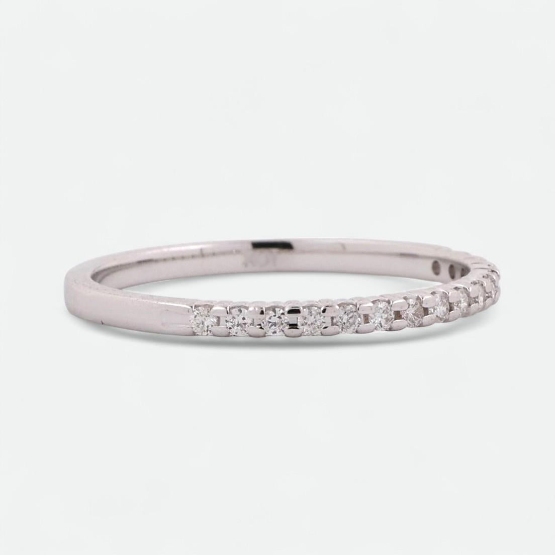 0.15 TW Diamond Half Eternity Band Ring 10K White Gold Round Diamonds Size 7.25