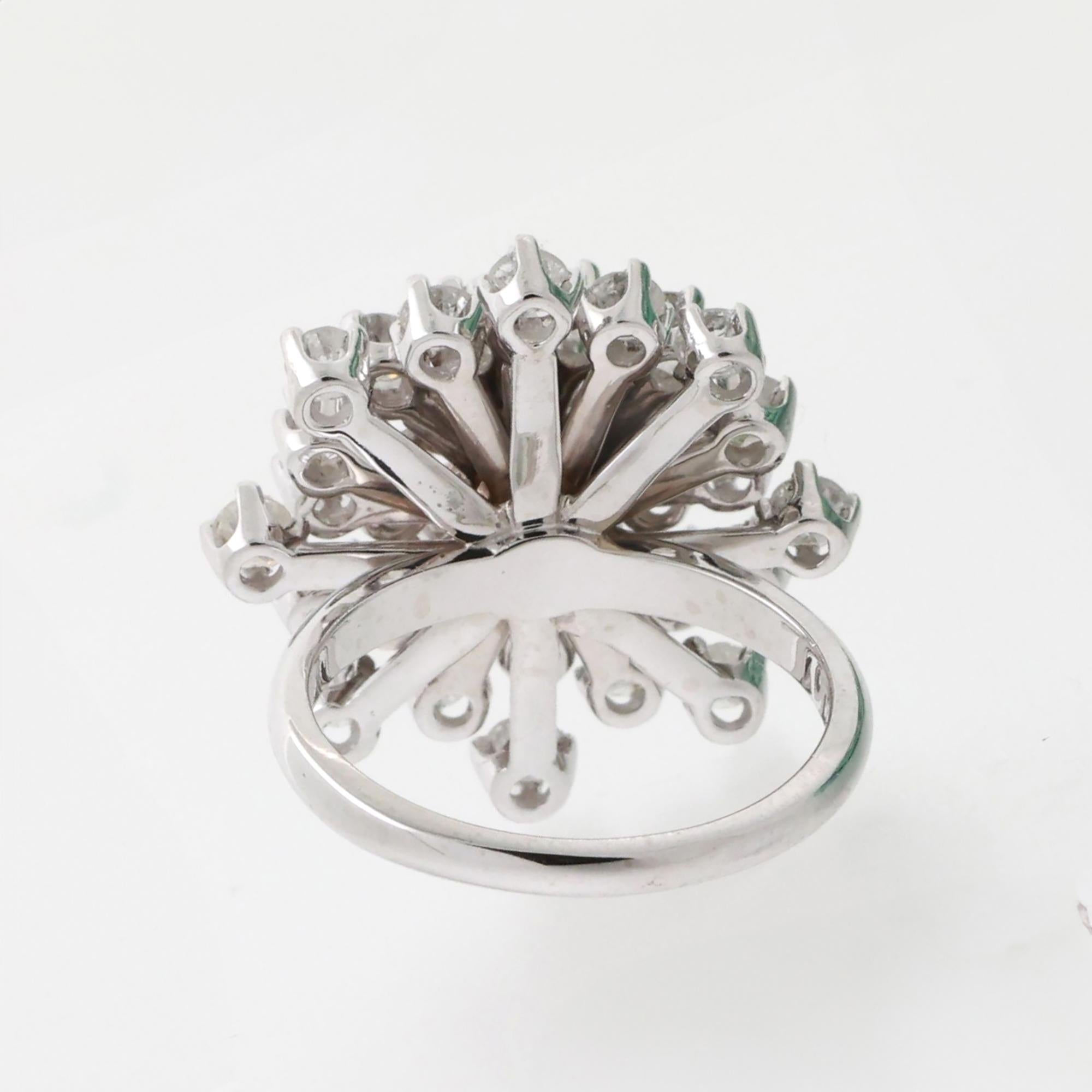 3.43 TW Diamond Ballerina Ring 14K White Gold Ladies Estate Size 6.5