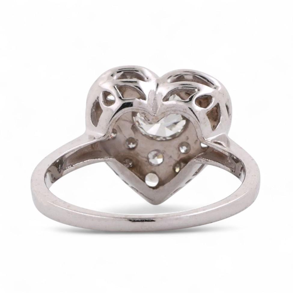 Cluster Diamond Heart Ring 14K White Gold 0.80 TW Size 6.5 Ladies Estate