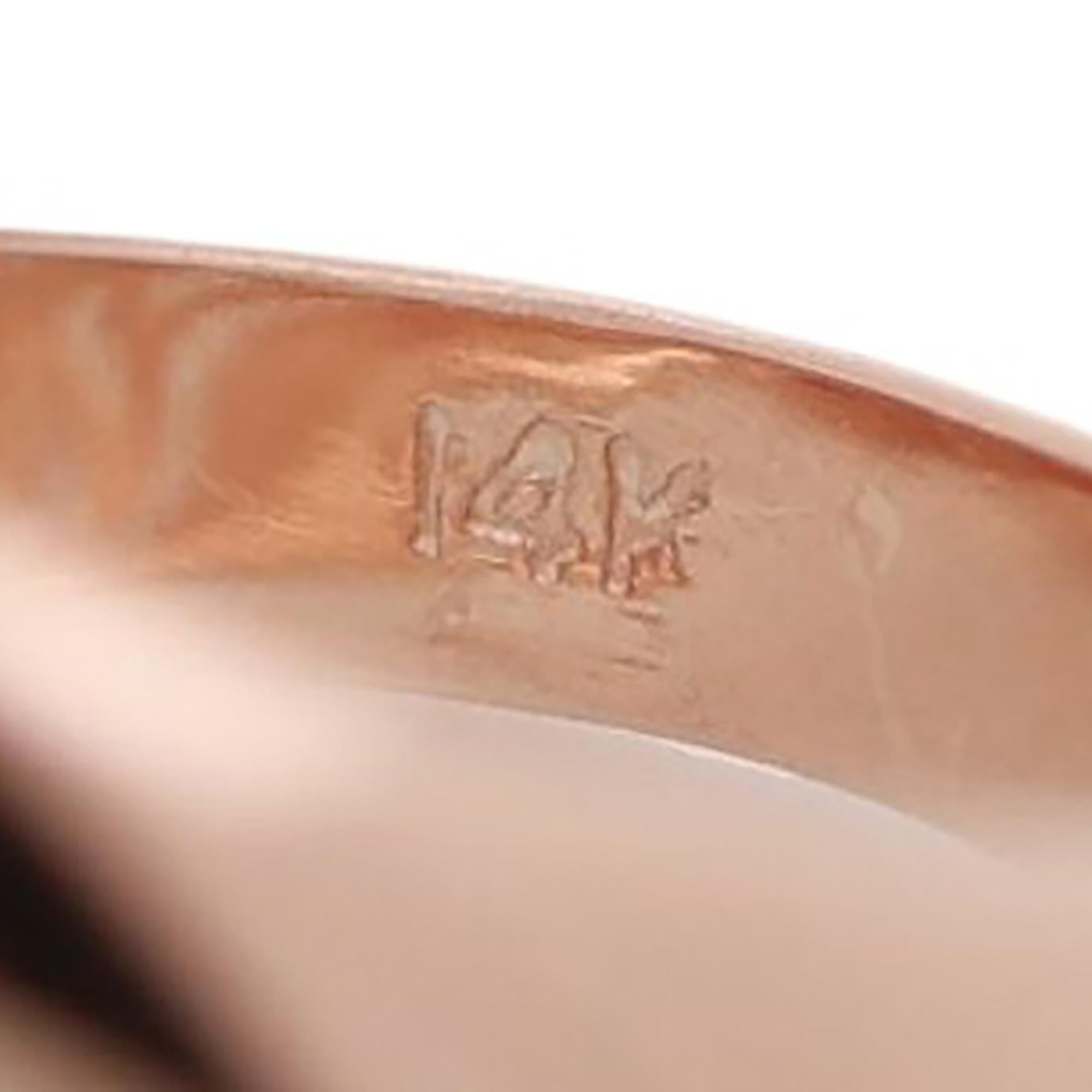 Diamond Greek Key Dome Ring 14K Rose Gold 0.15 TW Size 6 Ladies Estate