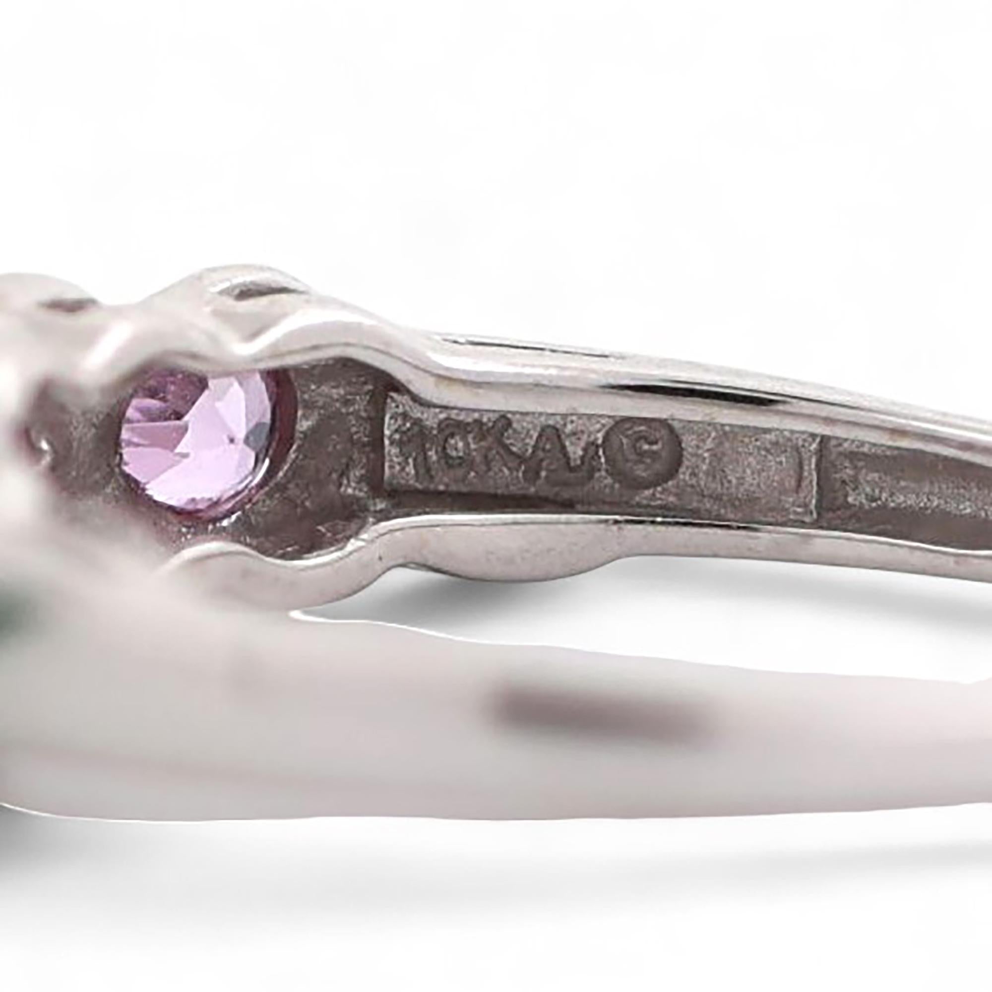 Pink Sapphire Diamond Band Ring 10K White Gold Lab Grown 0.23 TW Size 7