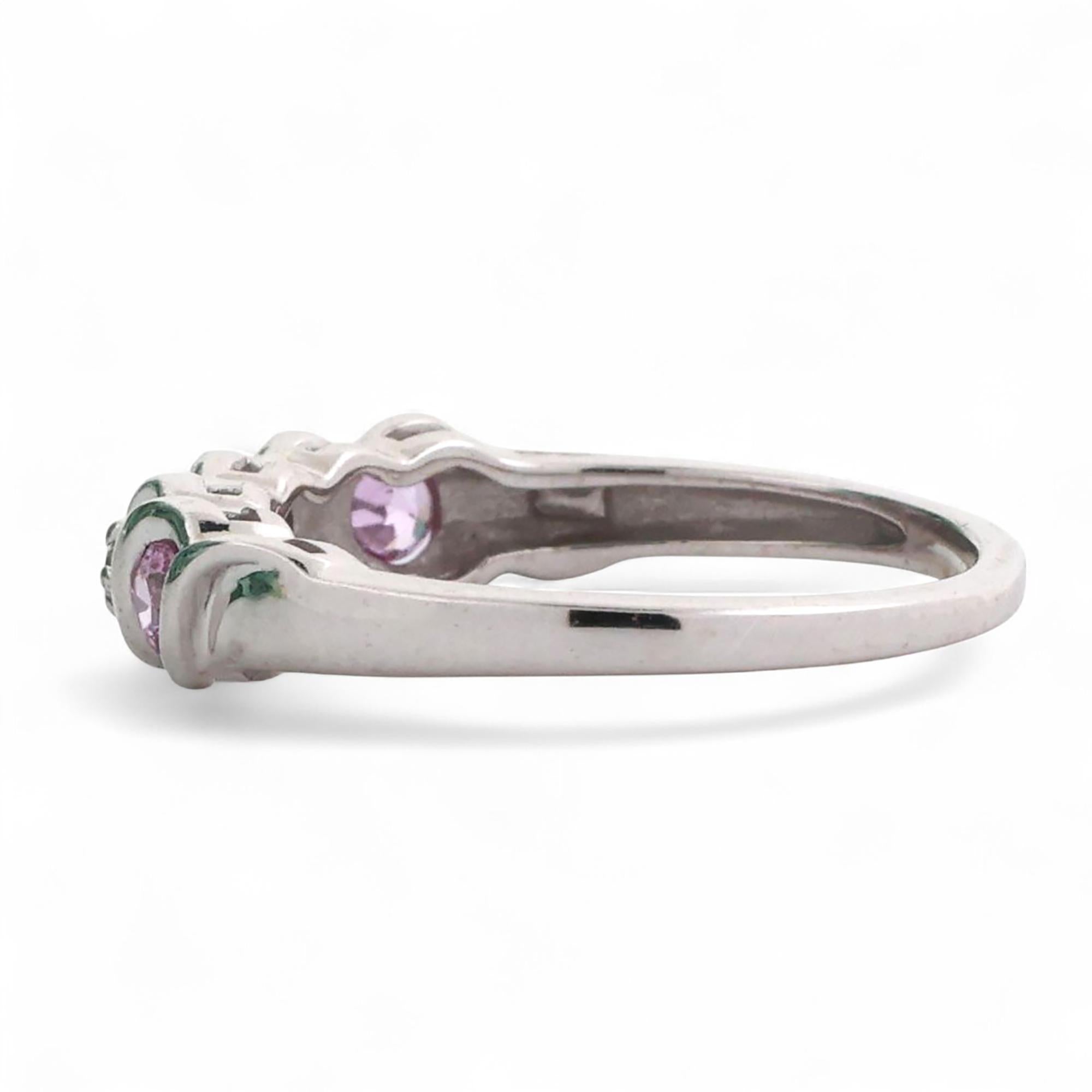 Pink Sapphire Diamond Band Ring 10K White Gold Lab Grown 0.23 TW Size 7
