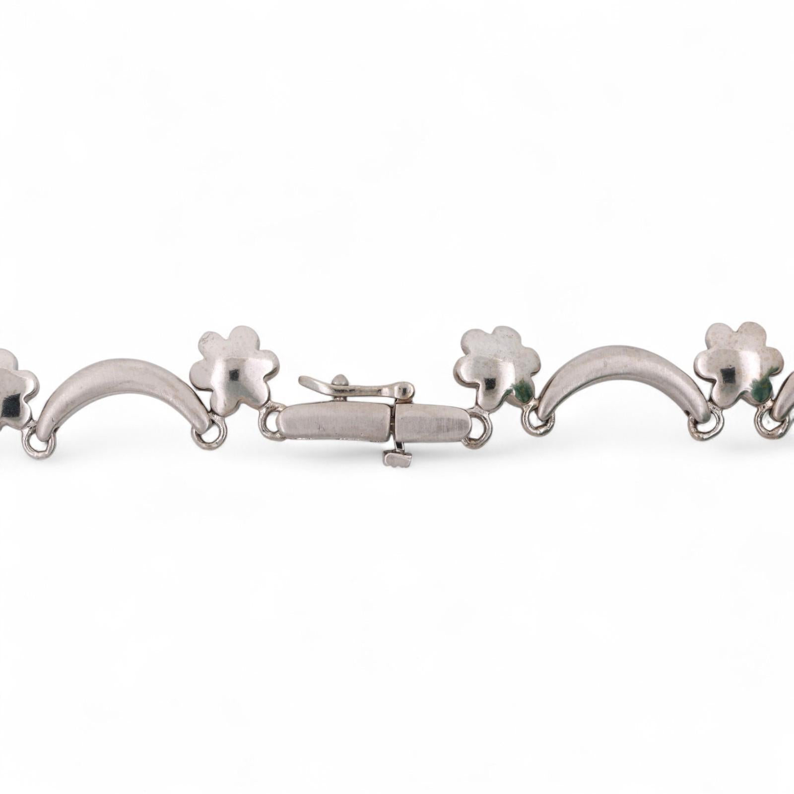 2.00 TW Diamond Swirl Flower Station Necklace 14K White Gold 16" Ladies Estate