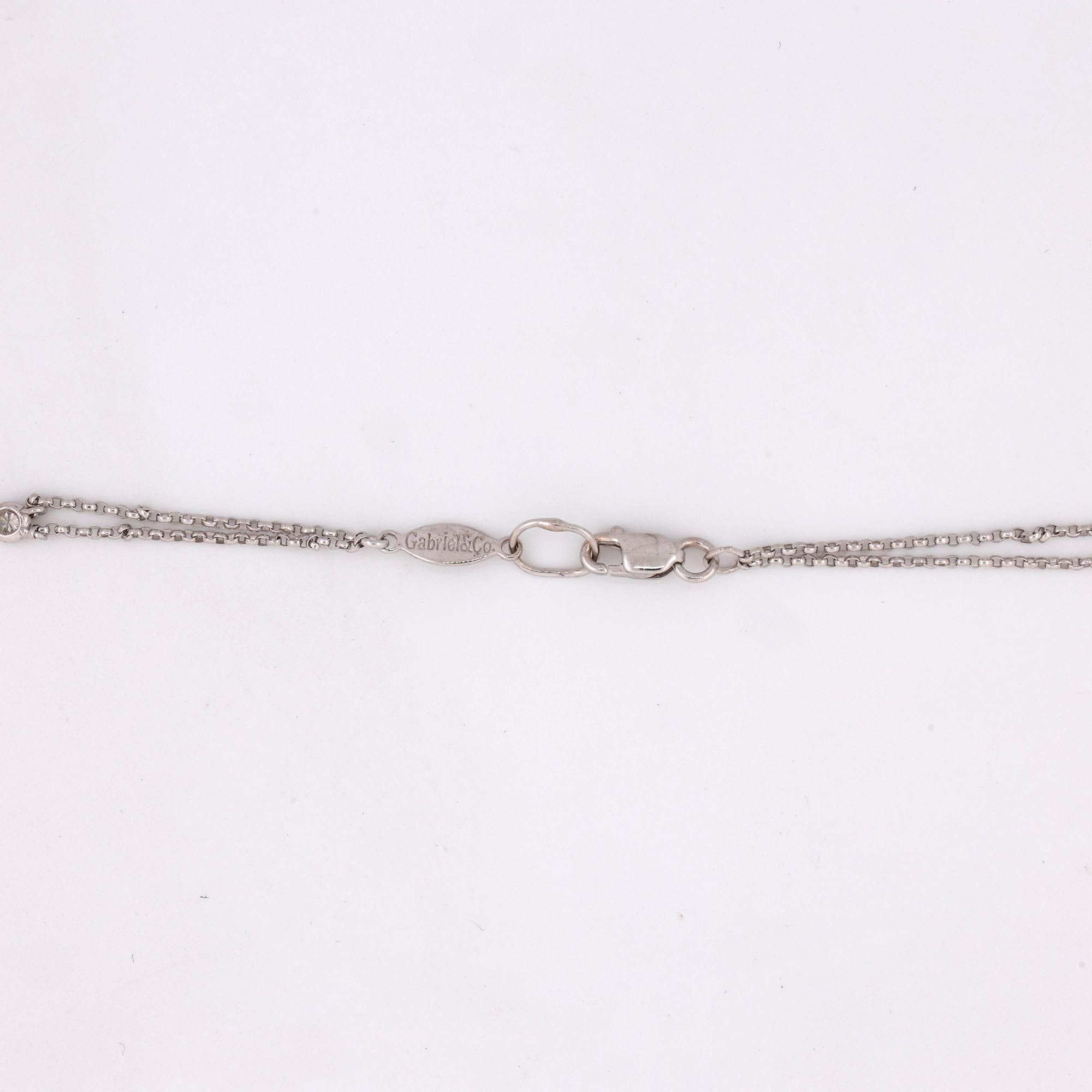Gabriel & Co. Diamond Station Necklace 14K White Gold 0.40 TW Rolo Chain 15.75"