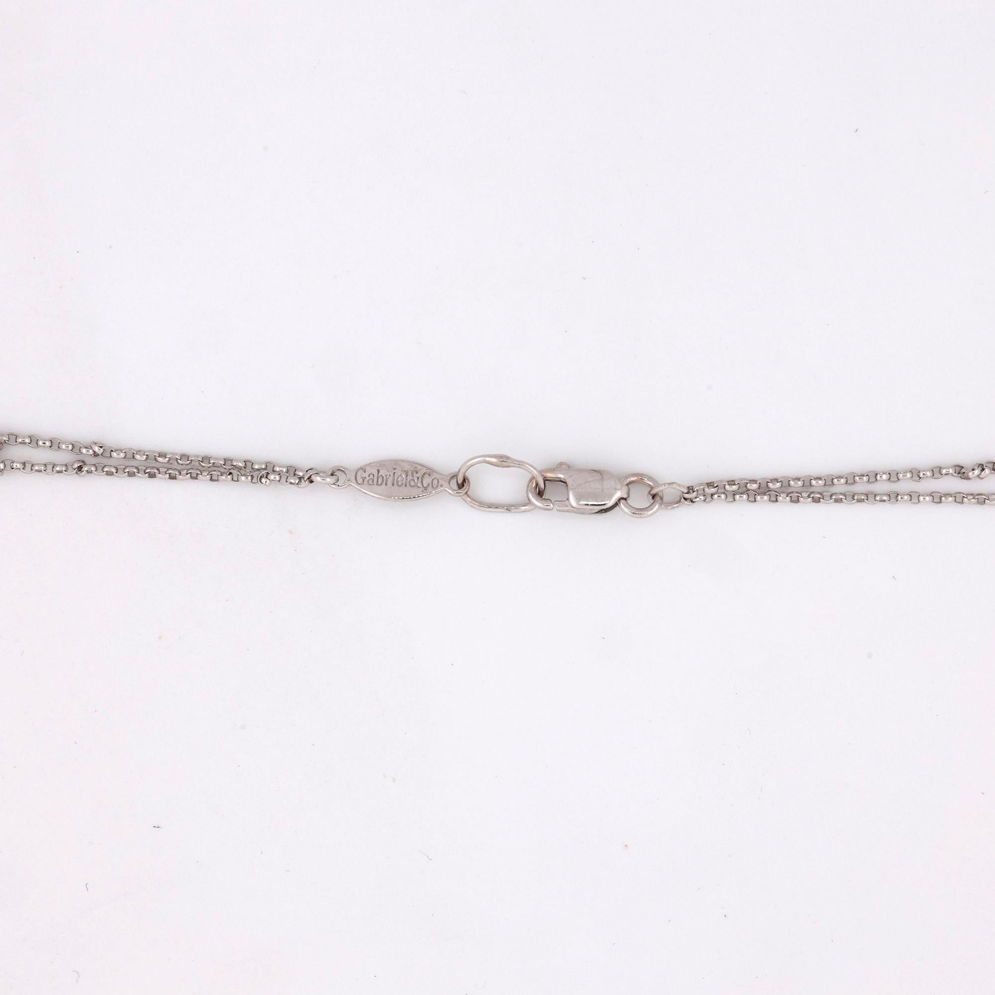 Gabriel & Co. Diamond Station Necklace 14K White Gold 0.40 TW Rolo Chain 15.75"