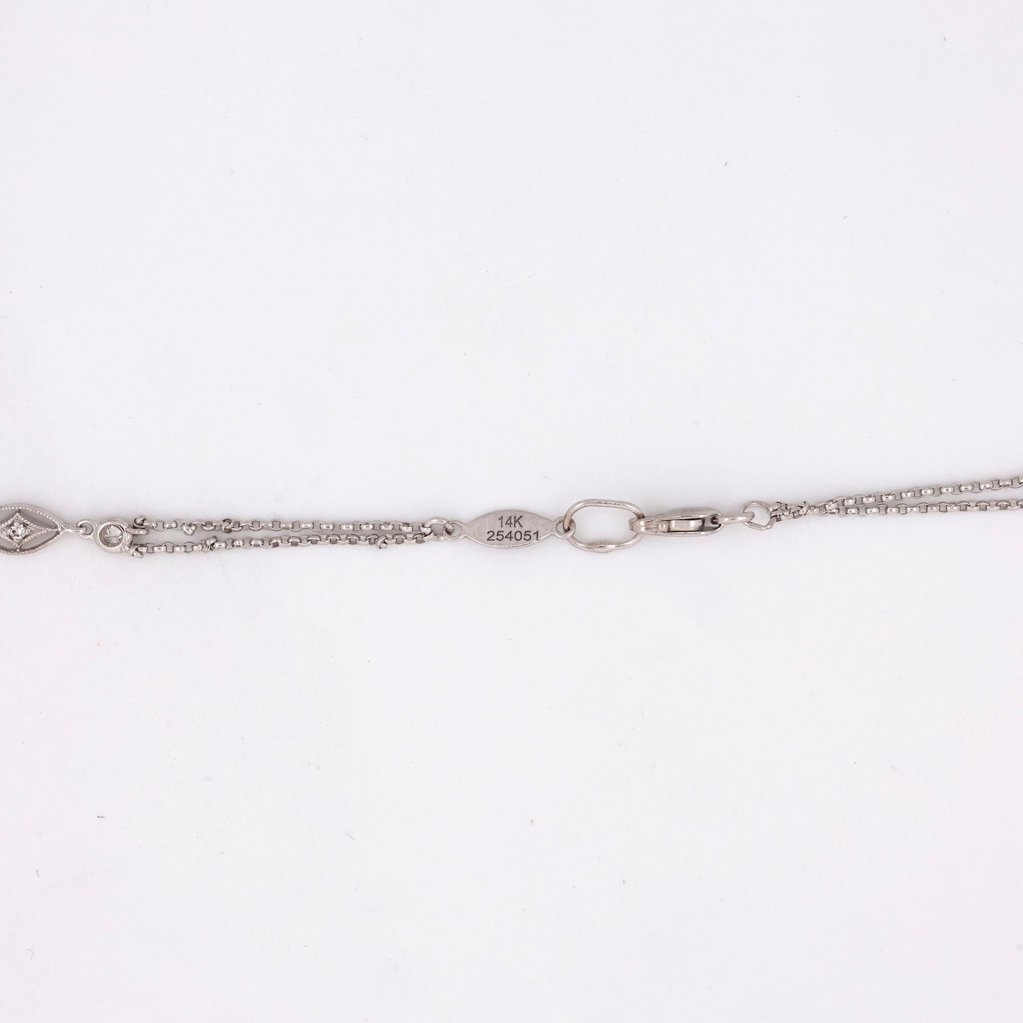 Gabriel & Co. Diamond Station Necklace 14K White Gold 0.40 TW Rolo Chain 15.75"
