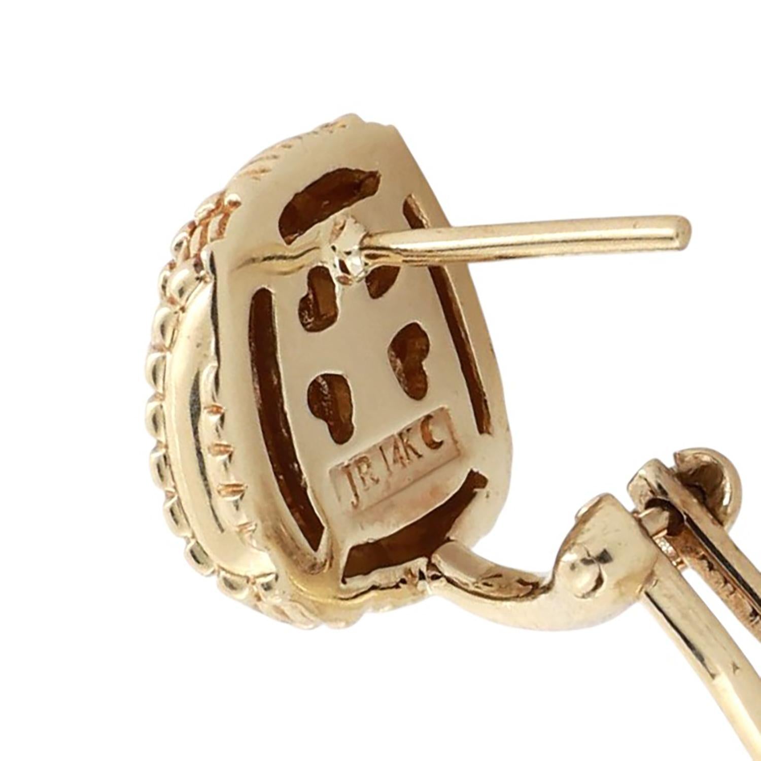 Judith Ripka Diamond Heart Earrings Omega Backs 14K Yellow Gold 0.03 TW 0.40"