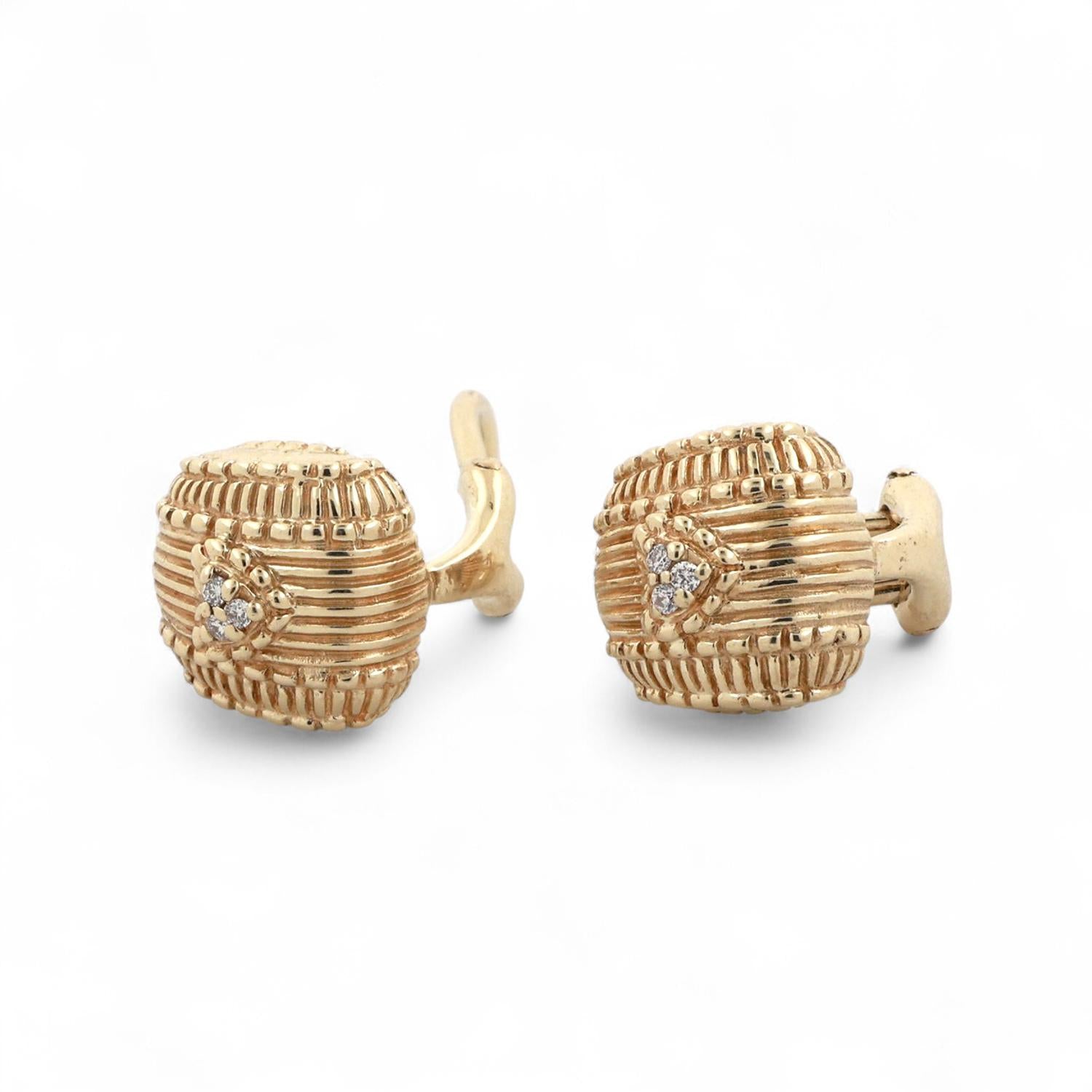 Judith Ripka Diamond Heart Earrings Omega Backs 14K Yellow Gold 0.03 TW 0.40"