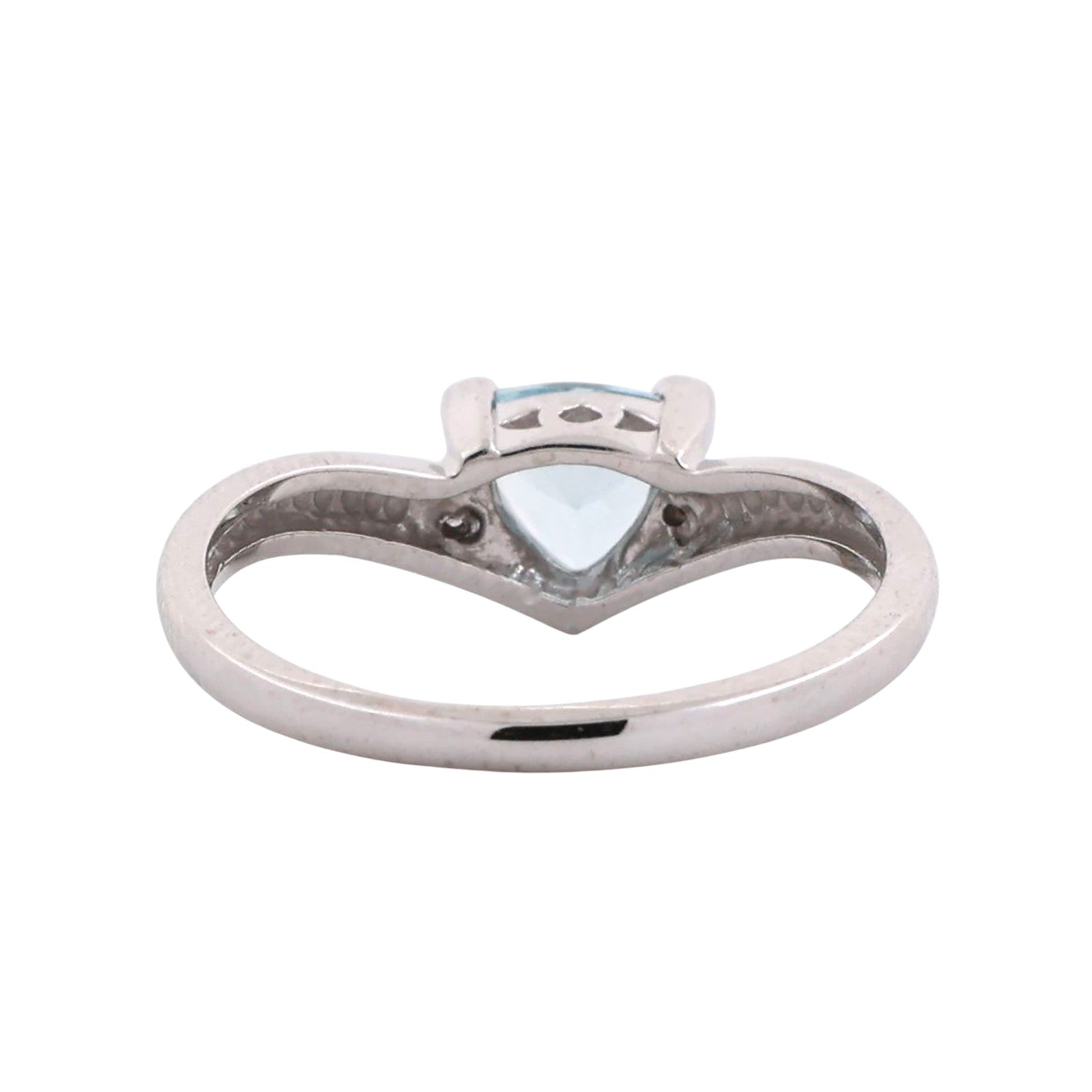 10K White Gold Trillion Aquamarine Diamond Ring 0.61CTW Size 7 Estate
