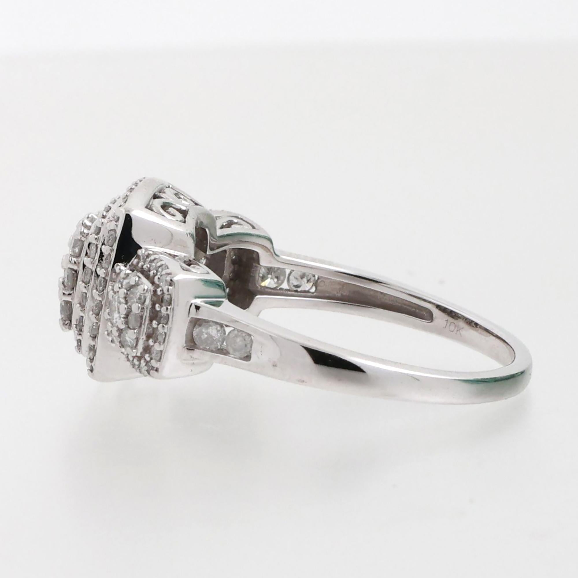 1.50 TW Cluster Diamond Square Halo Ring 10K White Gold Size 9 Ladies Estate