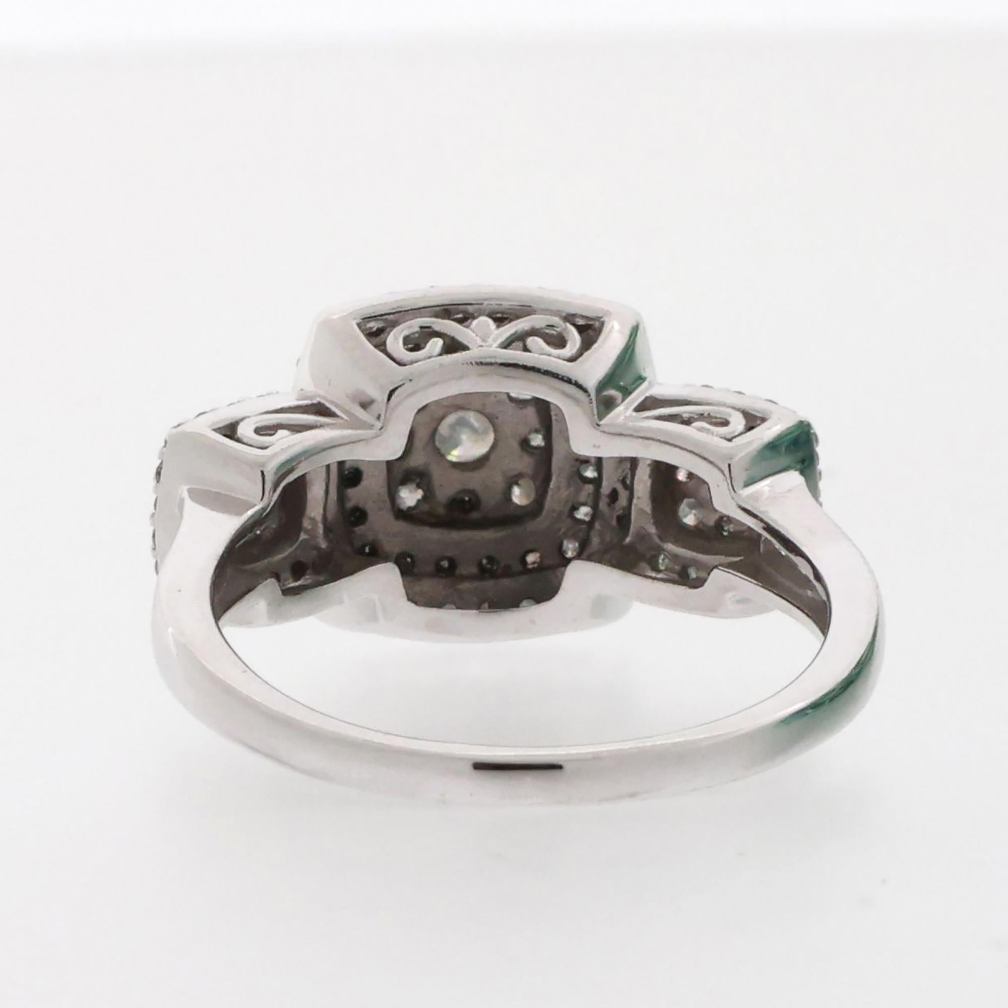 1.50 TW Cluster Diamond Square Halo Ring 10K White Gold Size 9 Ladies Estate