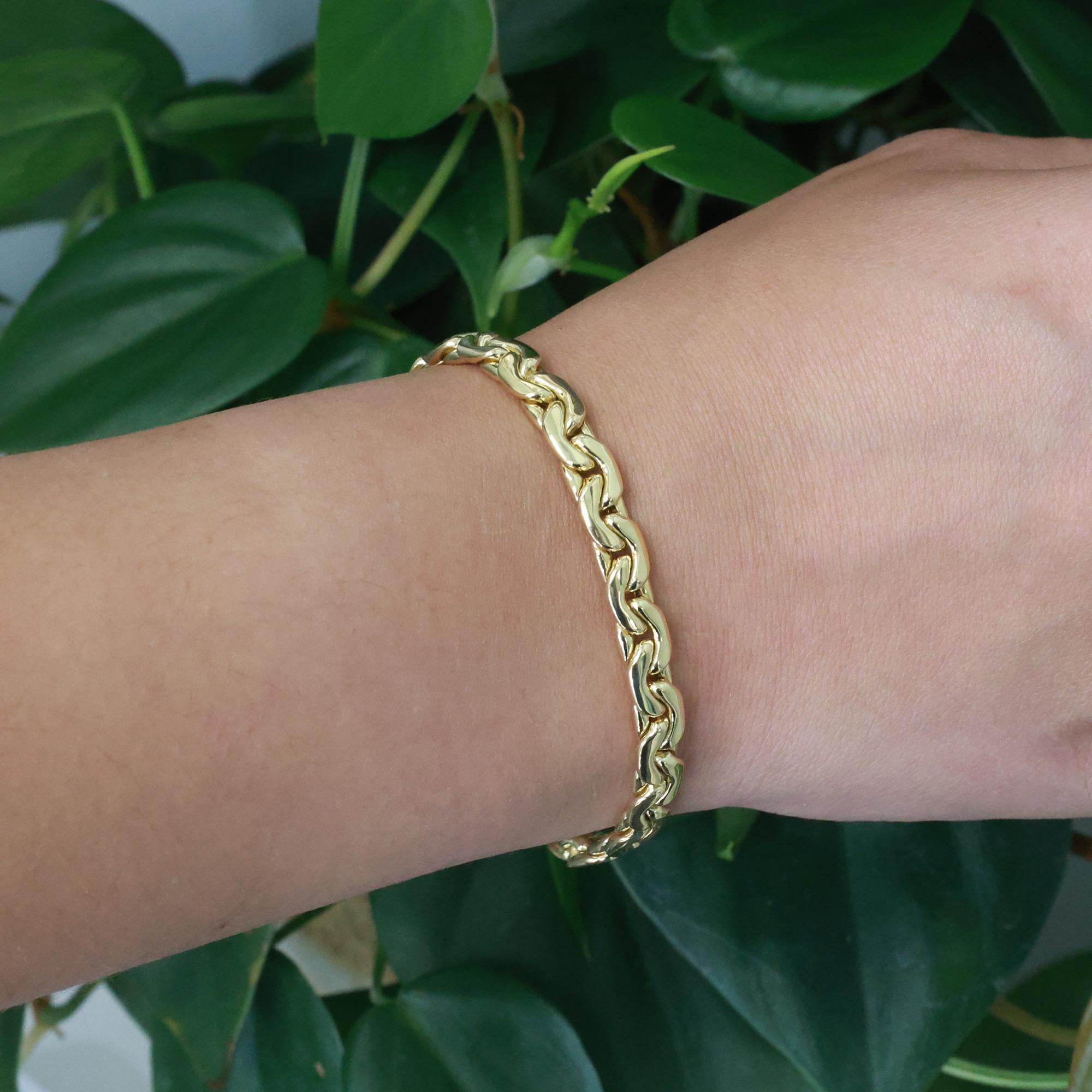 A. RUBEGA Fancy Link Bracelet 18K Gold Ladies Sapphire Cabochon Gems 7.75"