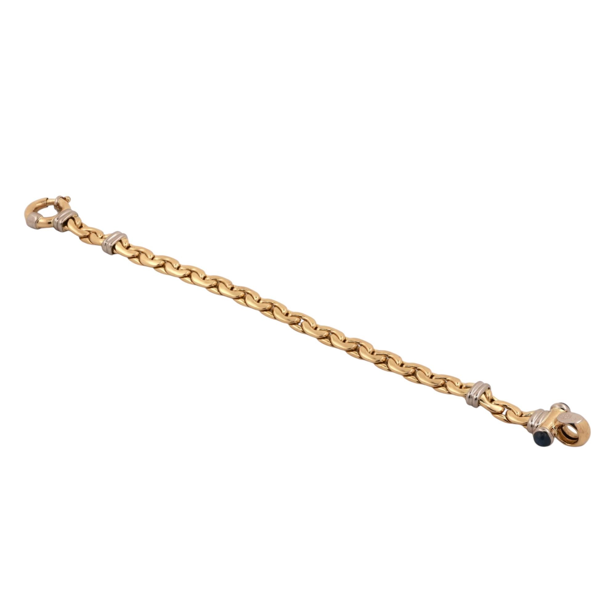 A. RUBEGA Fancy Link Bracelet 18K Gold Ladies Sapphire Cabochon Gems 7.75"