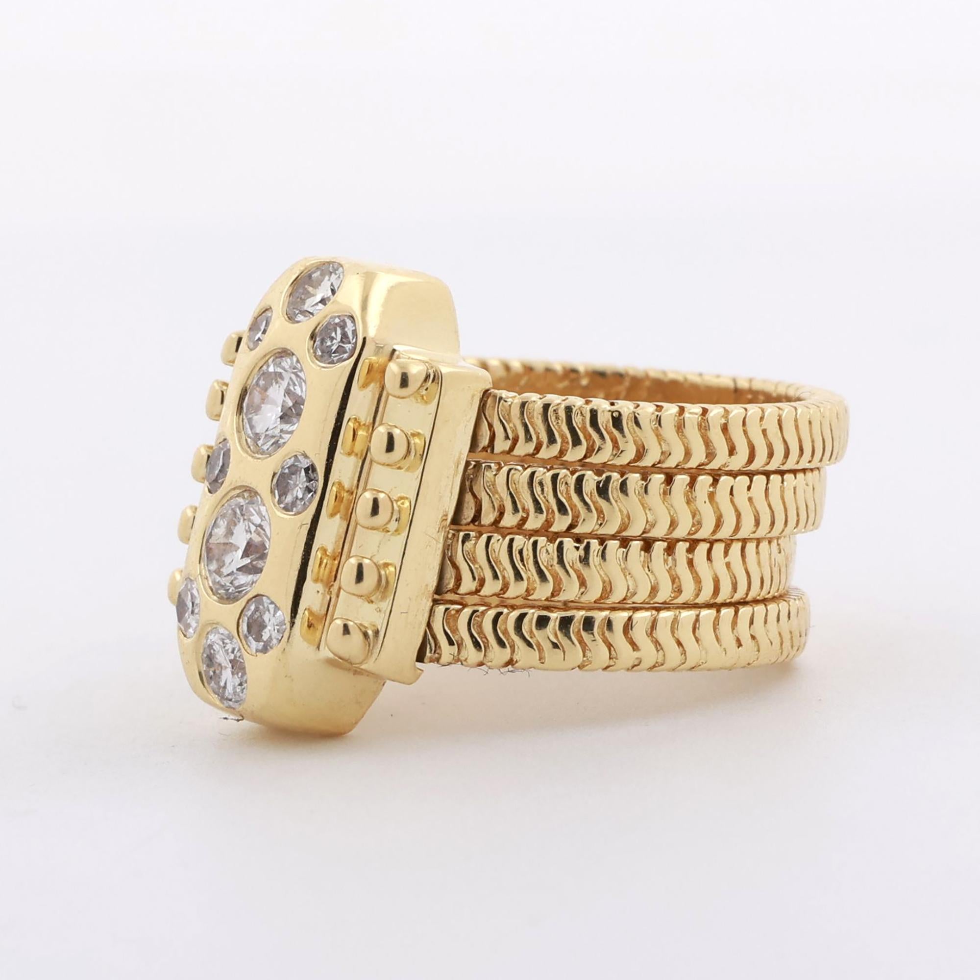 1.00 TW Diamond Wide Band Ring 18K Yellow Gold Size 7 Vintage Estate