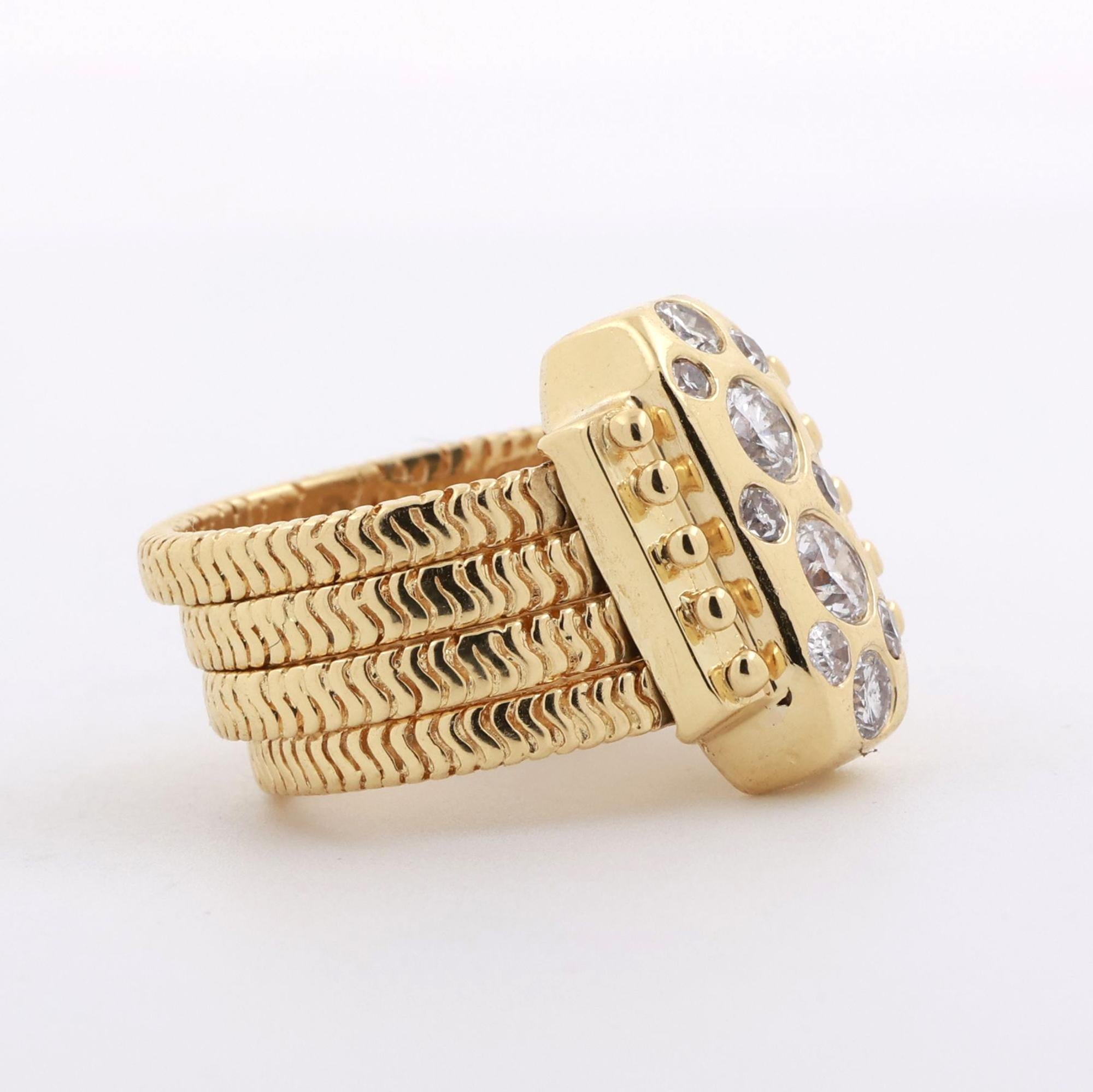 1.00 TW Diamond Wide Band Ring 18K Yellow Gold Size 7 Vintage Estate