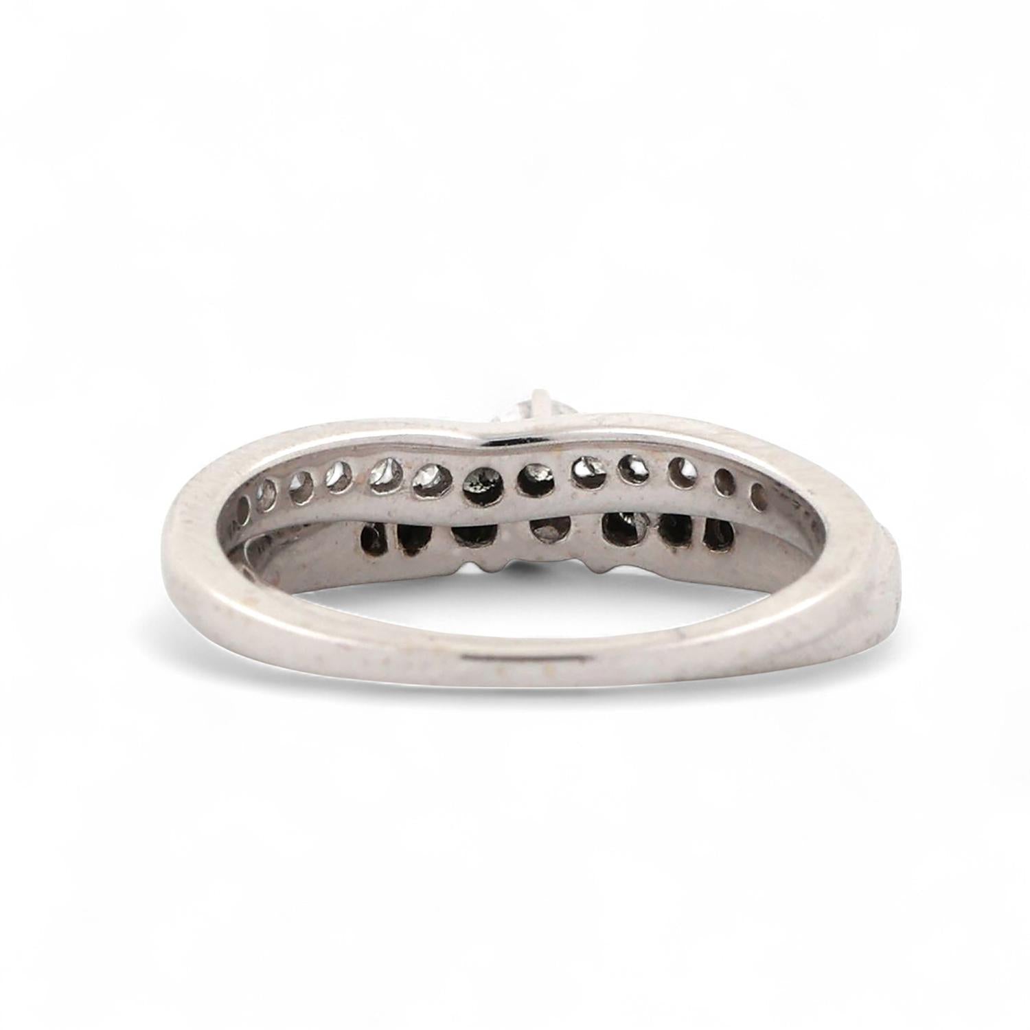 0.50 TW Solitaire Diamond Wedding Ring Set W/Accents 14K White Gold Size 5.25