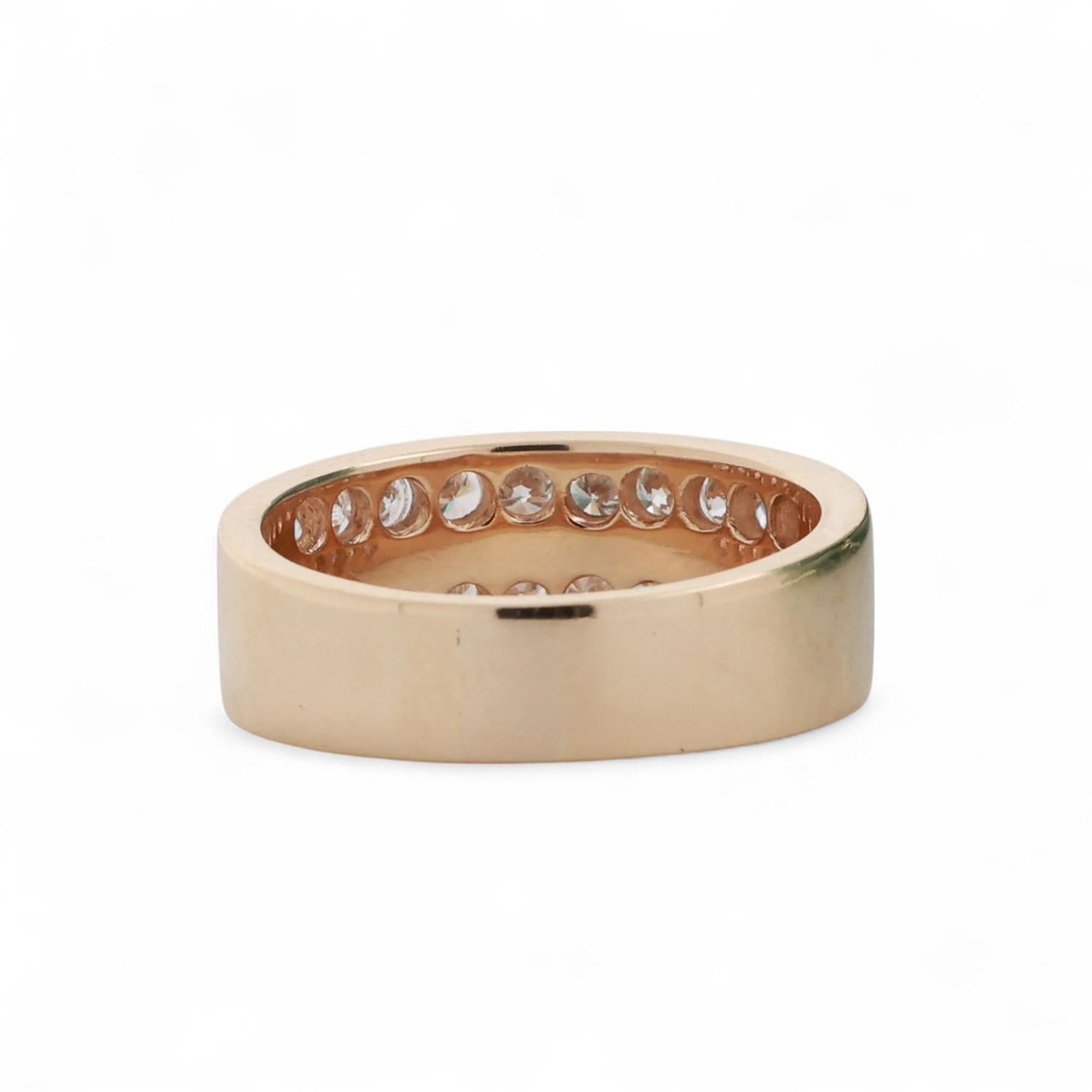2-Row Diamond Band Ring 14K Yellow Gold 1.40 TW Round Diamonds Size 7.25