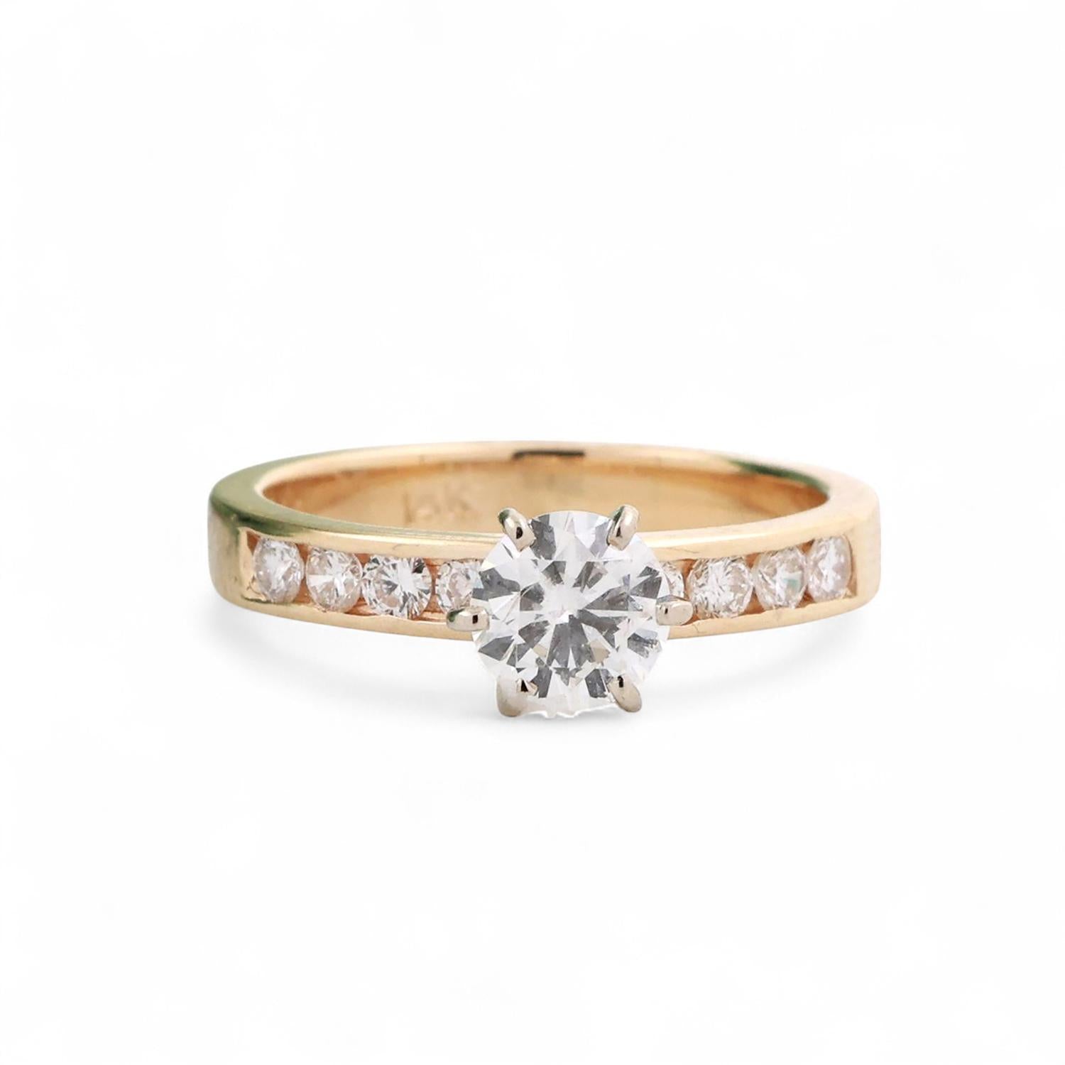 1.30 TW Solitaire Diamond Engagement Ring 14K Yellow Gold Size 7.25 Estate