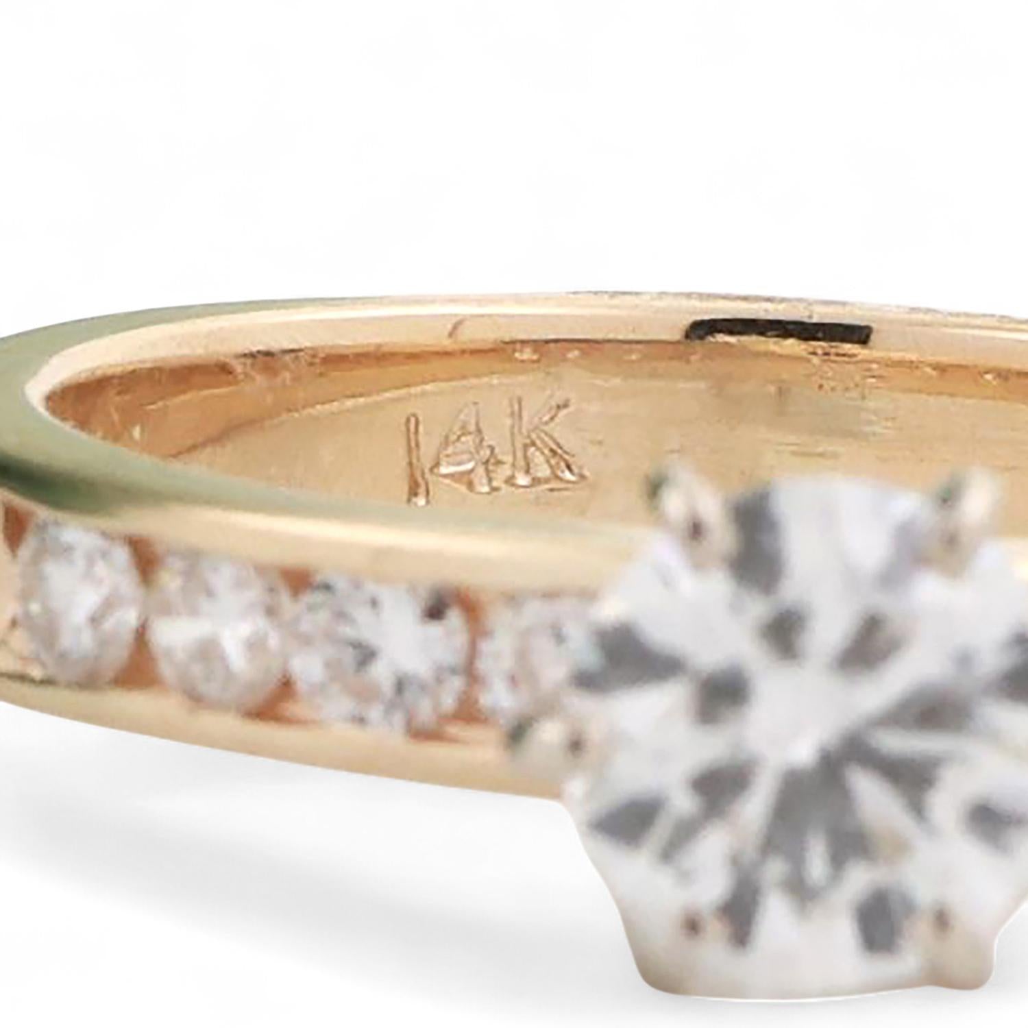 1.30 TW Solitaire Diamond Engagement Ring 14K Yellow Gold Size 7.25 Estate