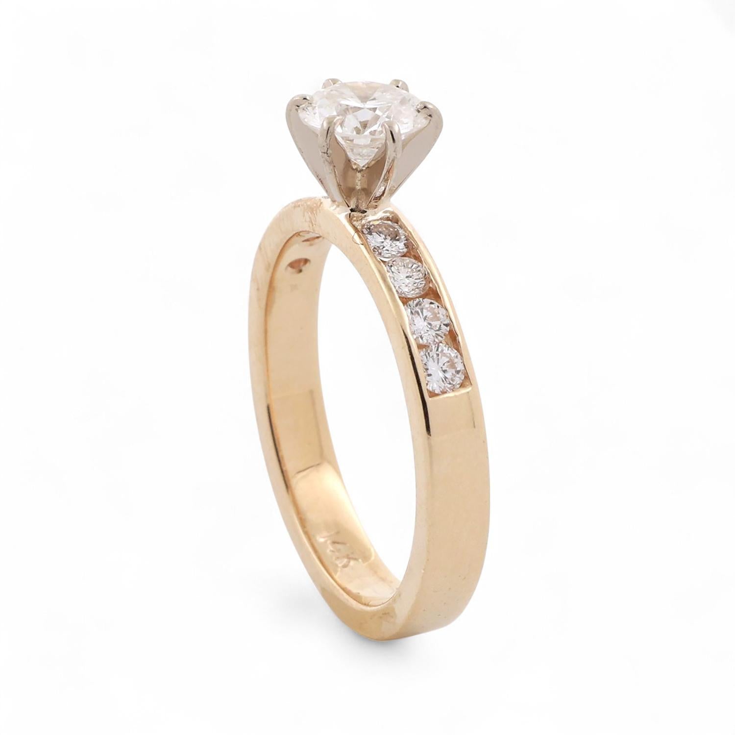 1.30 TW Solitaire Diamond Engagement Ring 14K Yellow Gold Size 7.25 Estate