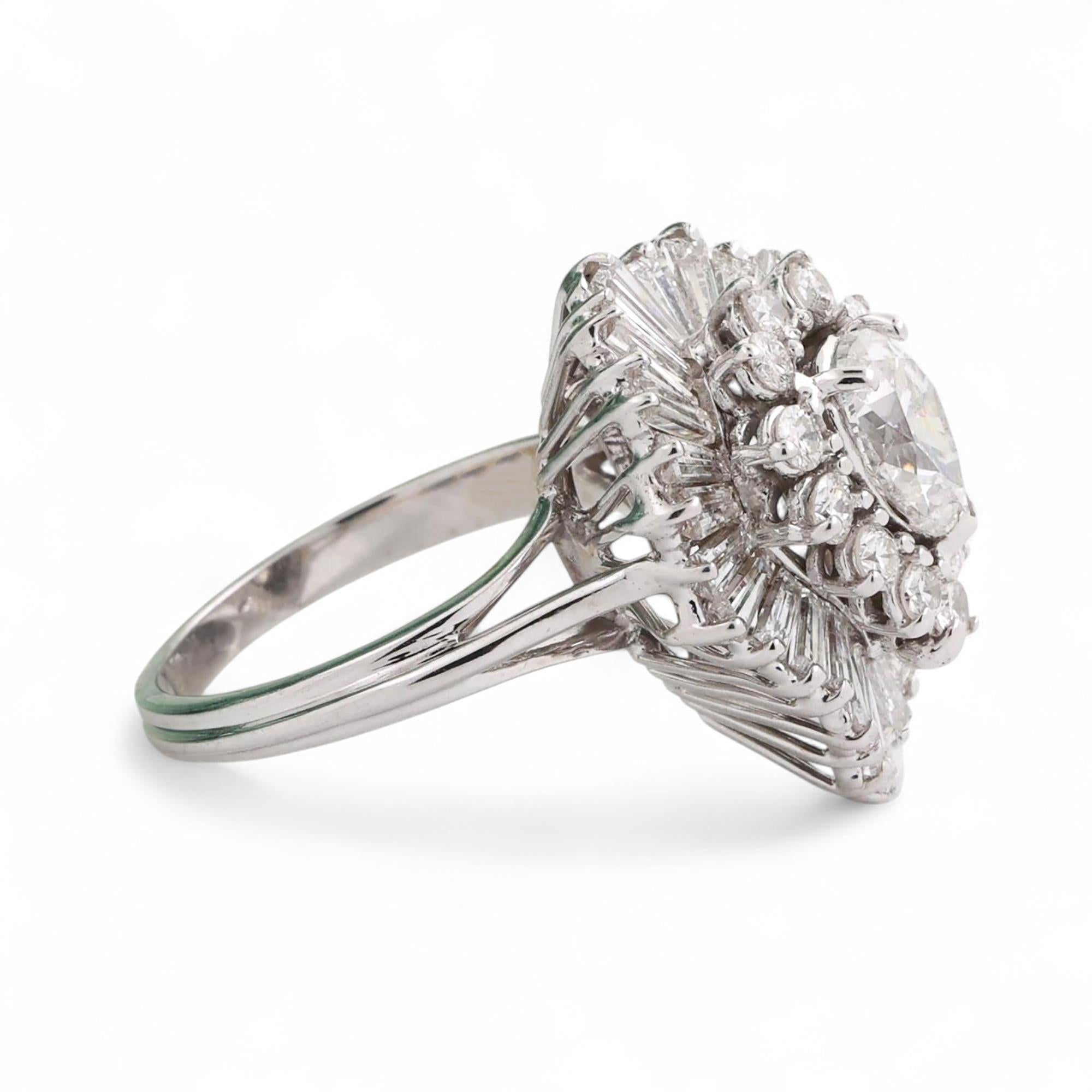 Cluster Diamond Pear Teardrop Halo Ring 14K White Gold 2.50 TW Size 6.25