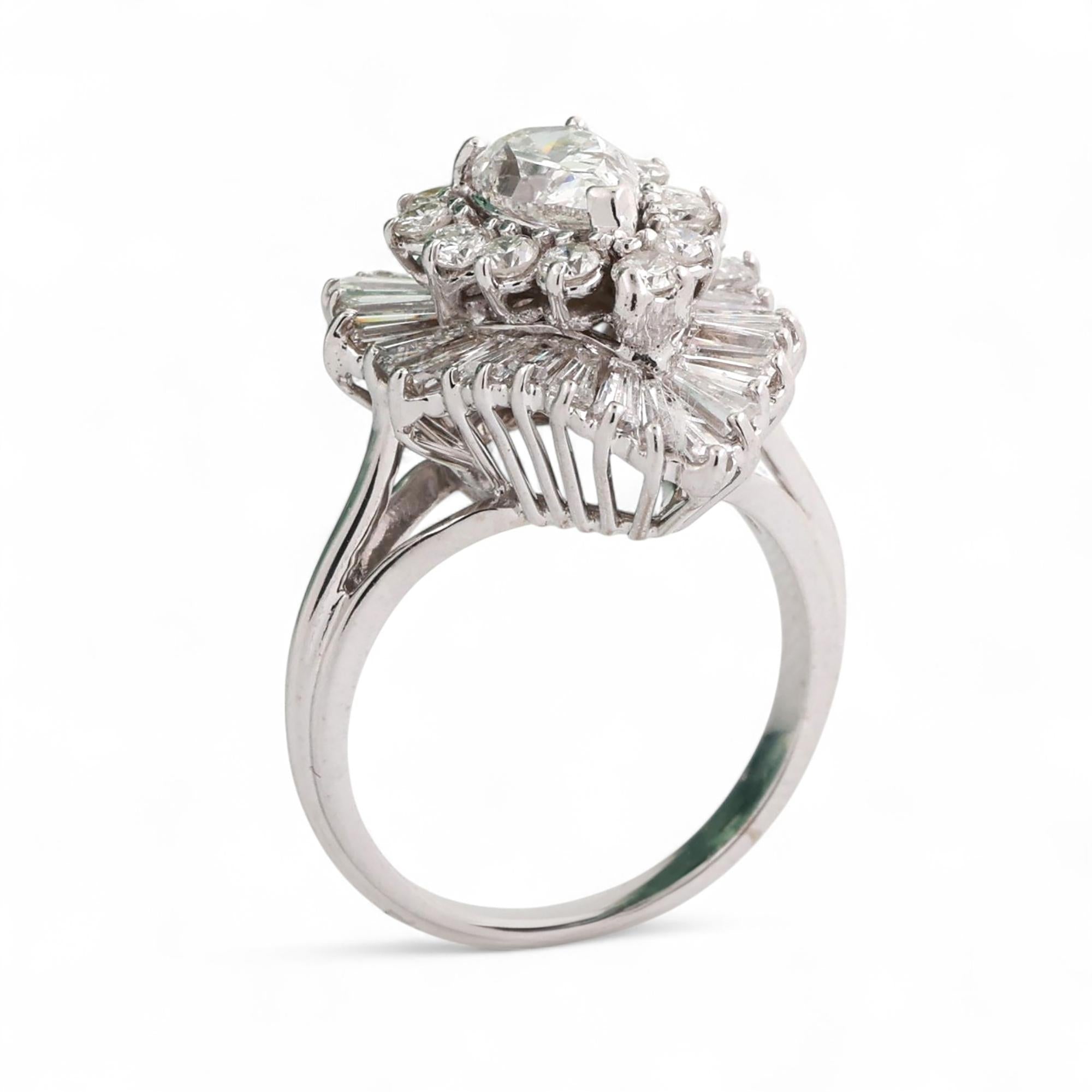 Cluster Diamond Pear Teardrop Halo Ring 14K White Gold 2.50 TW Size 6.25