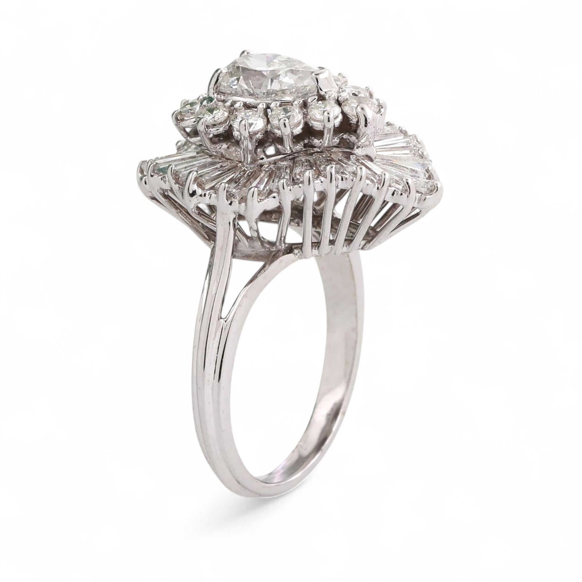 Cluster Diamond Pear Teardrop Halo Ring 14K White Gold 2.50 TW Size 6.25