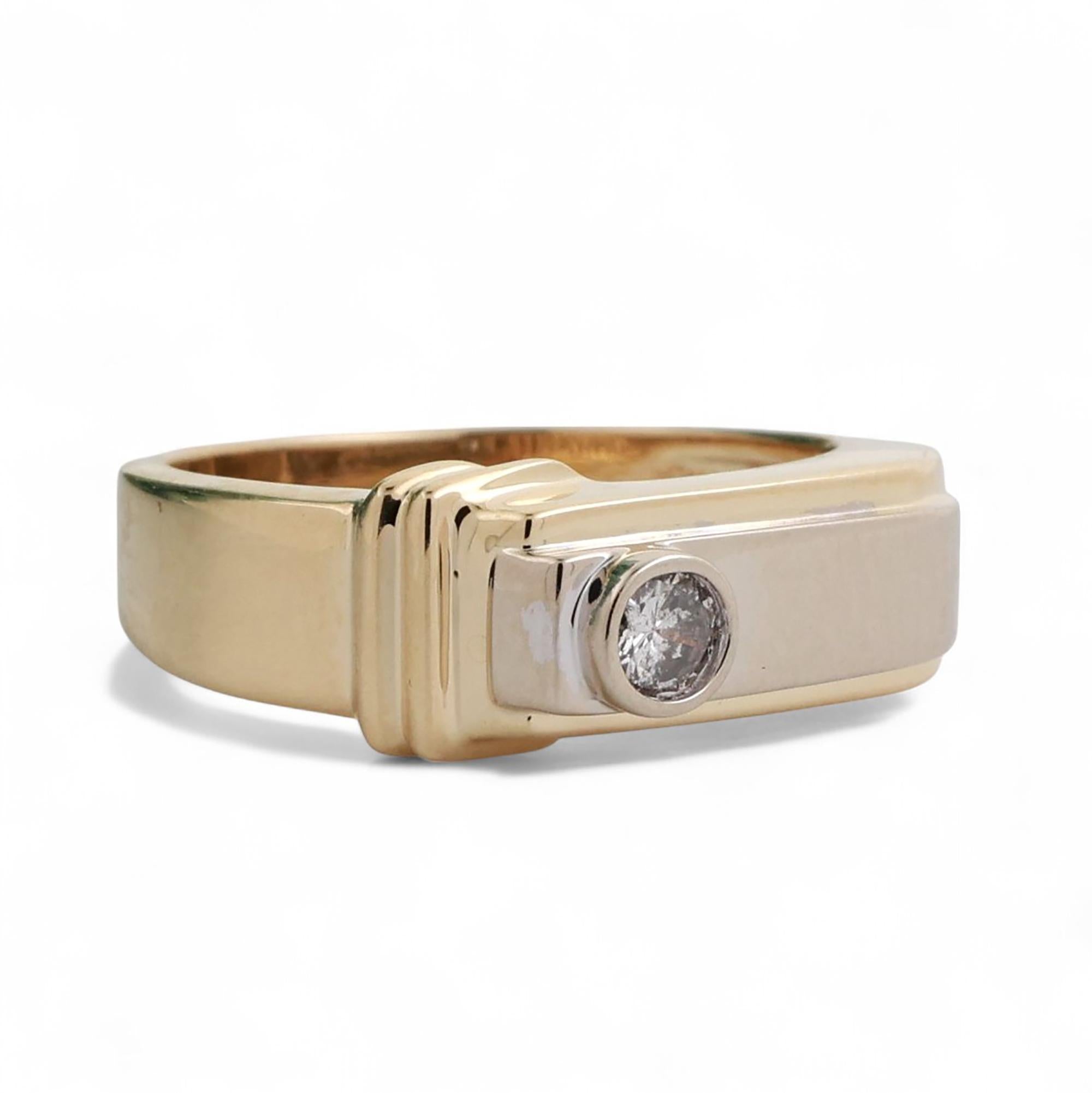0.15 CT Solitaire Round Diamond Band Ring 14K Two-Tone Gold SZ 6.5 Unisex Estate