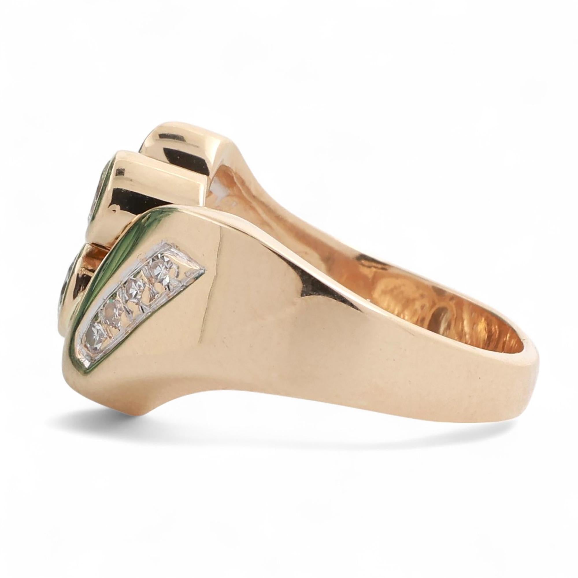 0.68 TW Bezel Set Diamond Cocktail Ring 14K Yellow Gold Size 7 Estate