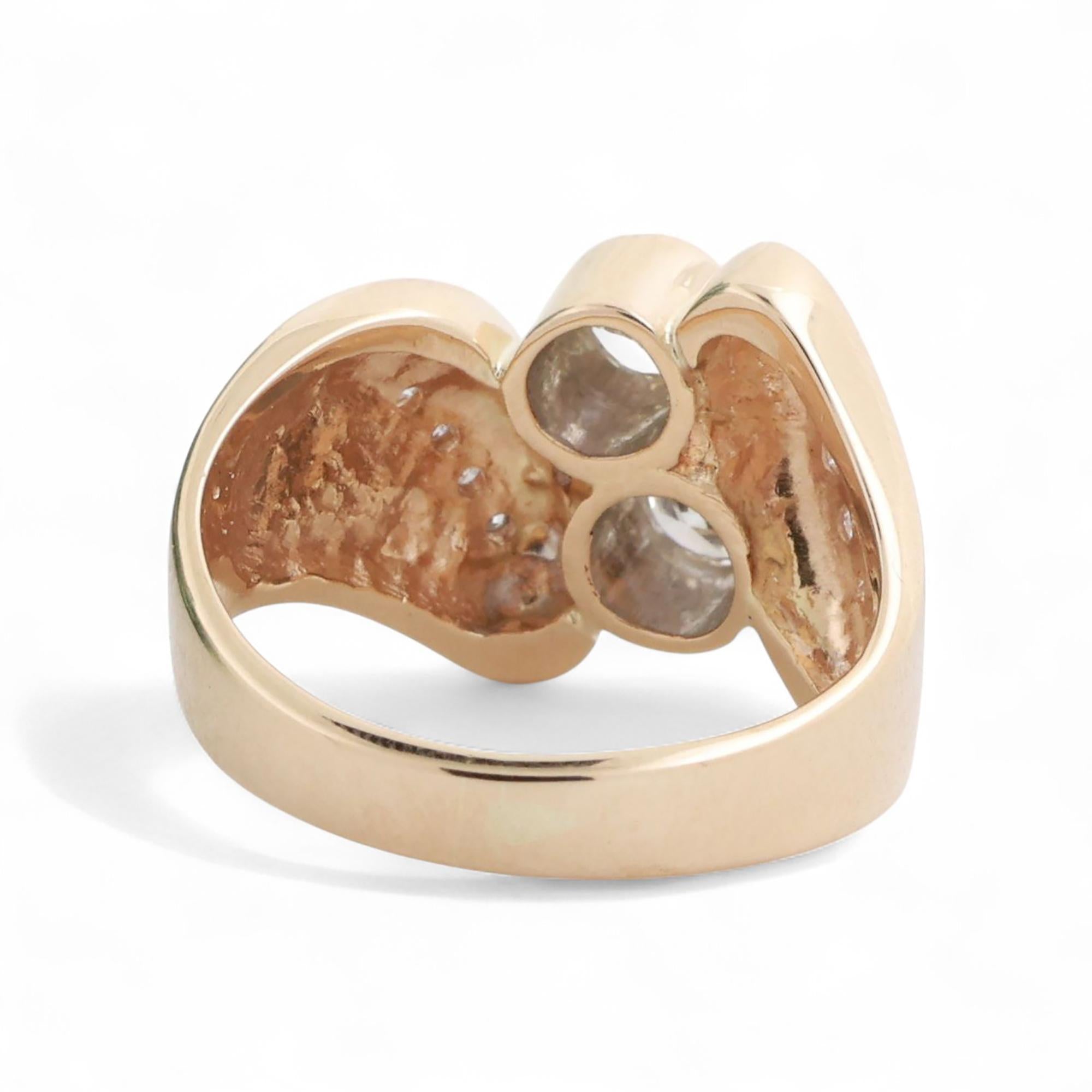 0.68 TW Bezel Set Diamond Cocktail Ring 14K Yellow Gold Size 7 Estate