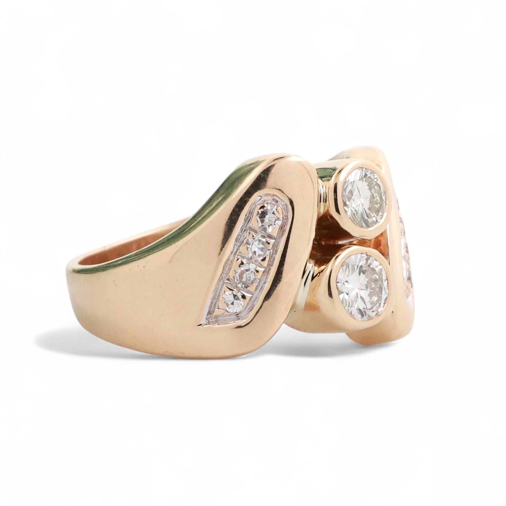 0.68 TW Bezel Set Diamond Cocktail Ring 14K Yellow Gold Size 7 Estate