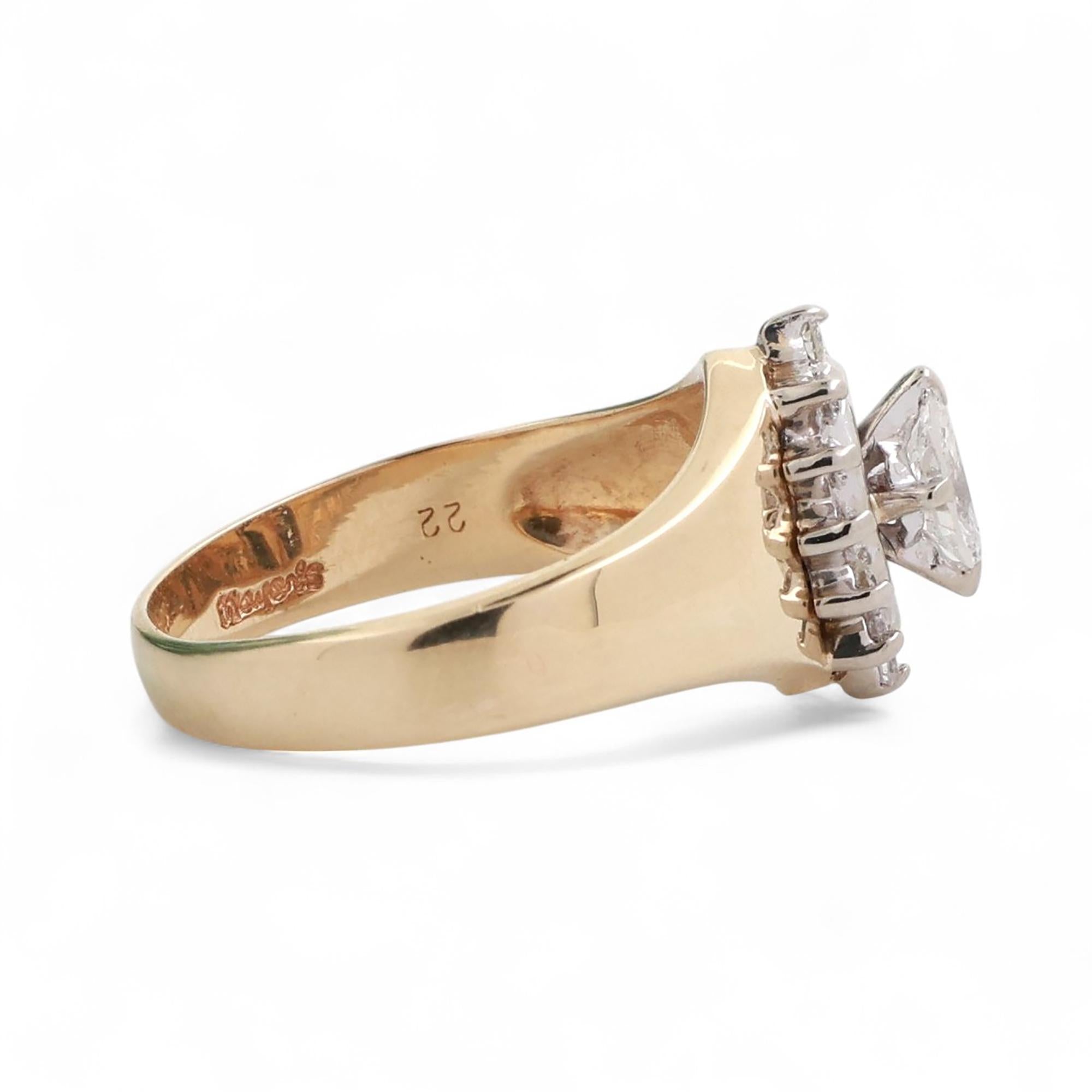 Mayors Marquise Solitaire Diamond Halo Ring 14K Yellow Gold 0.47 TW Size 6