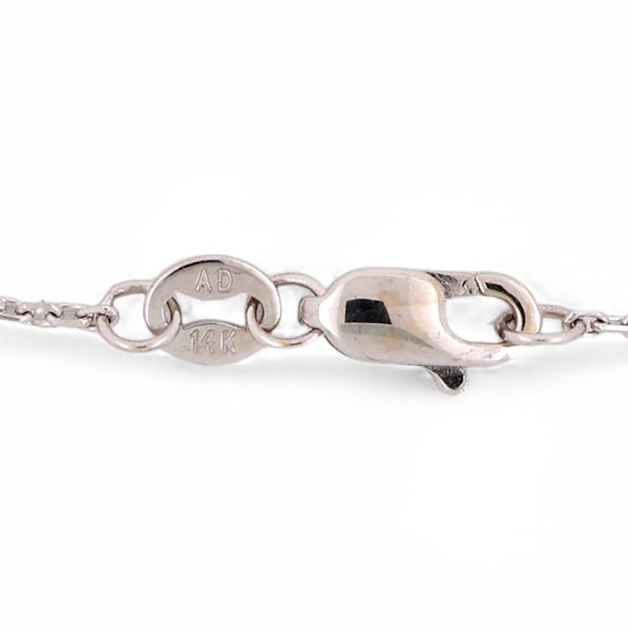 Diamond Anchor Pendant Charm Chain Necklace 14K White Gold 0.55 TW 18" Nautical
