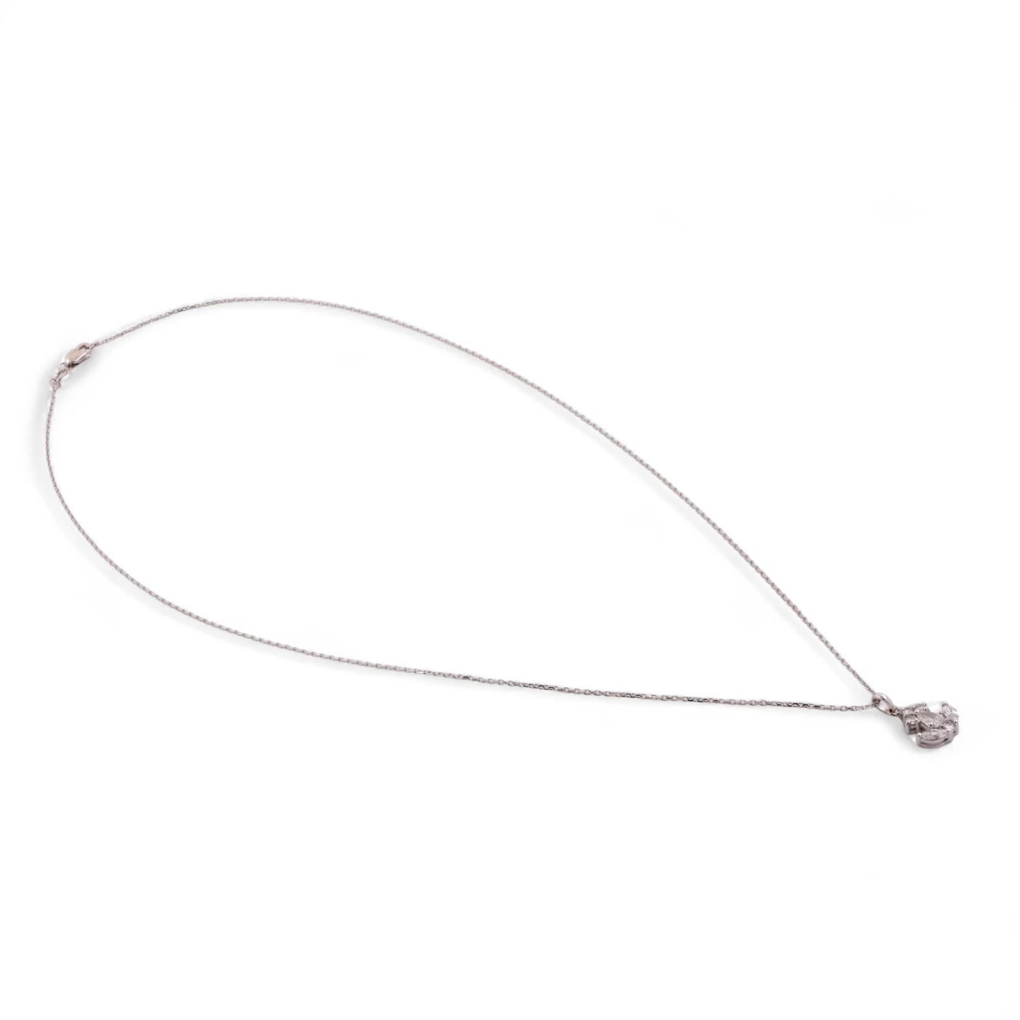 Diamond Anchor Pendant Charm Chain Necklace 14K White Gold 0.55 TW 18" Nautical