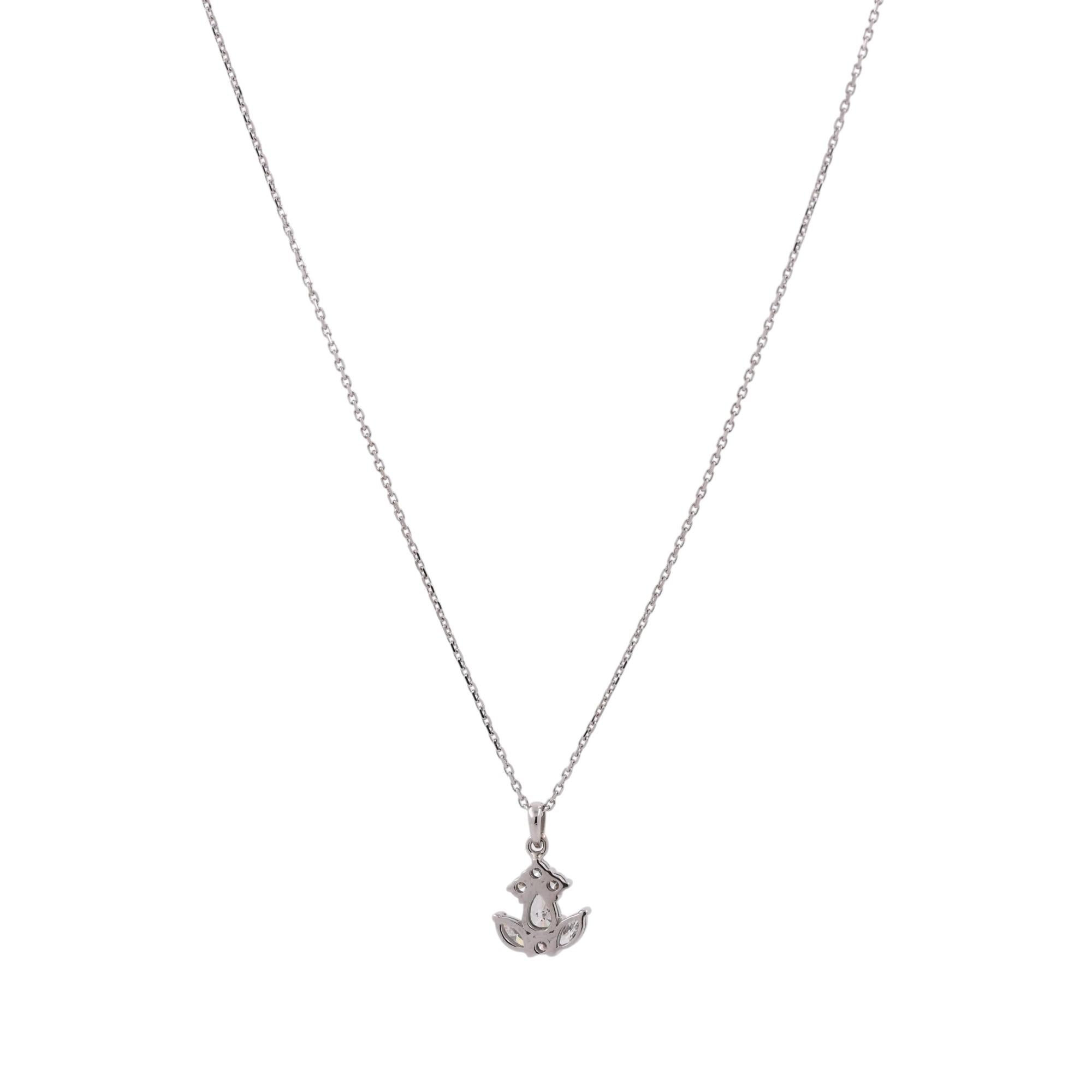 Diamond Anchor Pendant Charm Chain Necklace 14K White Gold 0.55 TW 18" Nautical