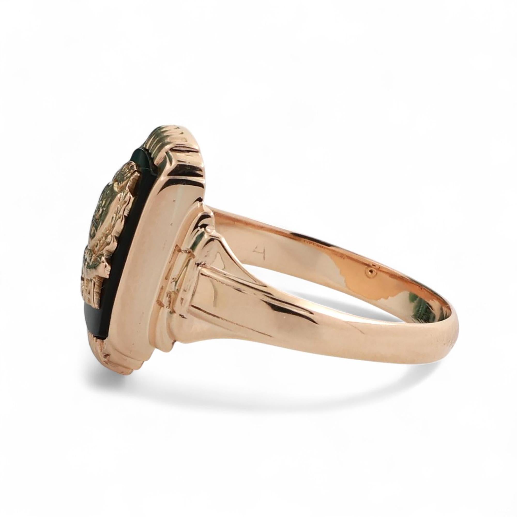 Girls Class Ring SJA 1944 10K Yellow Gold Black Onyx Inlay Size 7 Estate