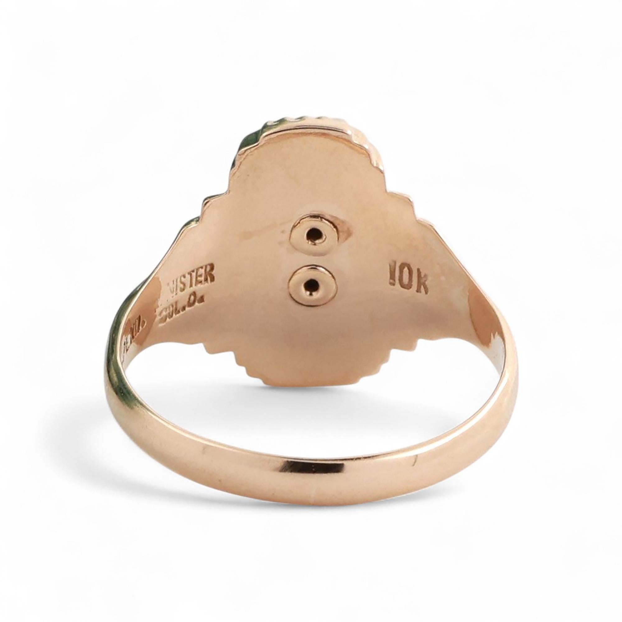 Girls Class Ring SJA 1944 10K Yellow Gold Black Onyx Inlay Size 7 Estate