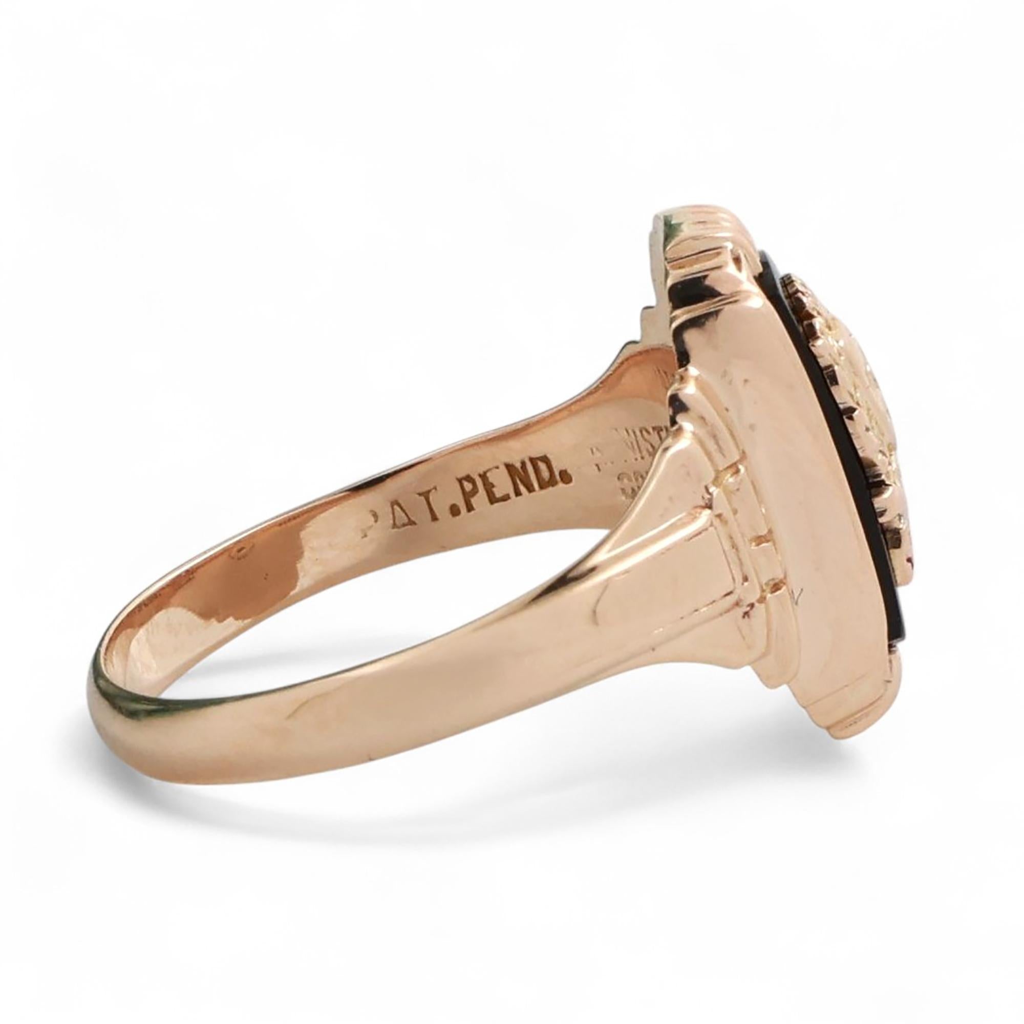 Girls Class Ring SJA 1944 10K Yellow Gold Black Onyx Inlay Size 7 Estate