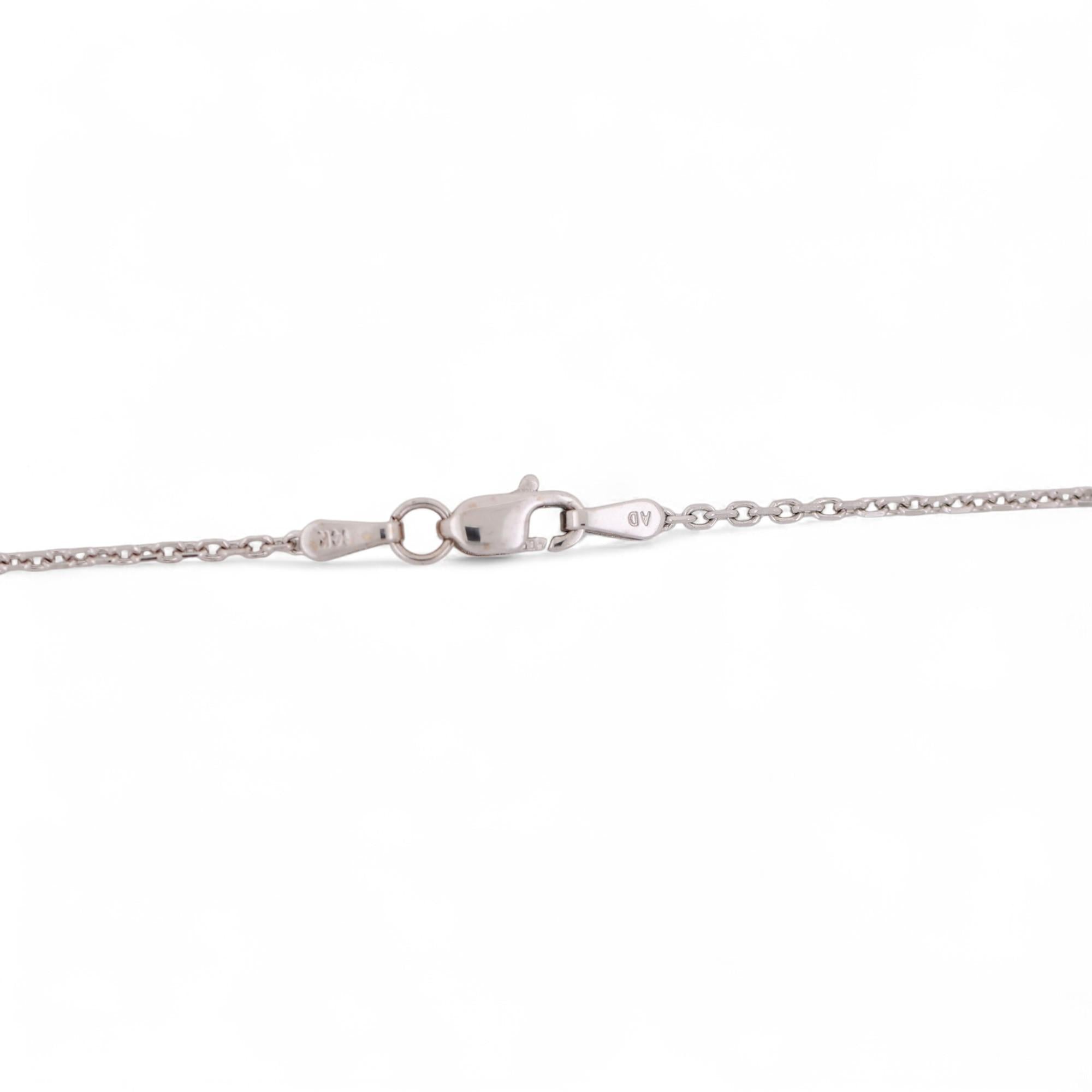 1.06 TW Round Solitaire Diamond Pendant Cable Chain 14K White Gold 18"