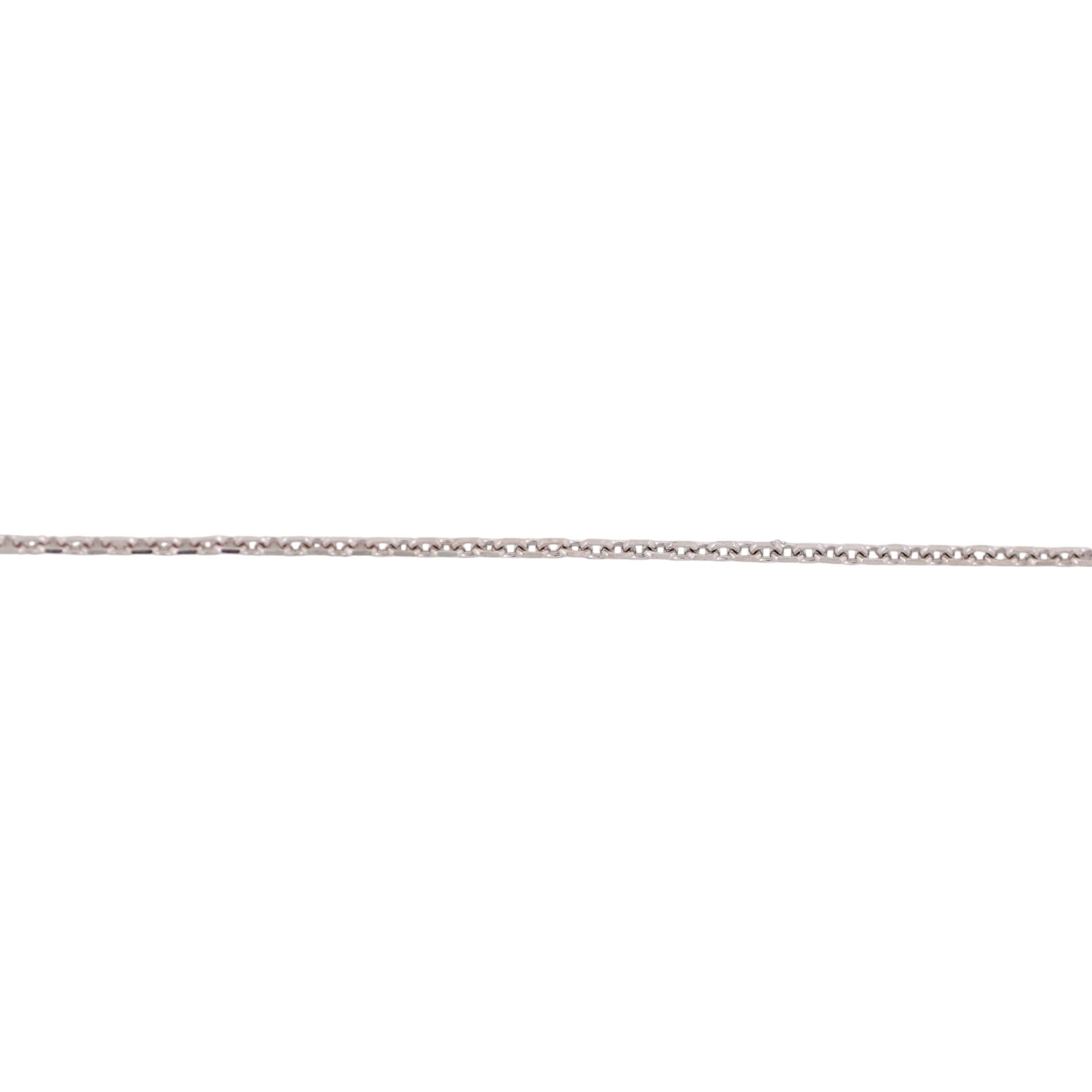 1.06 TW Round Solitaire Diamond Pendant Cable Chain 14K White Gold 18"