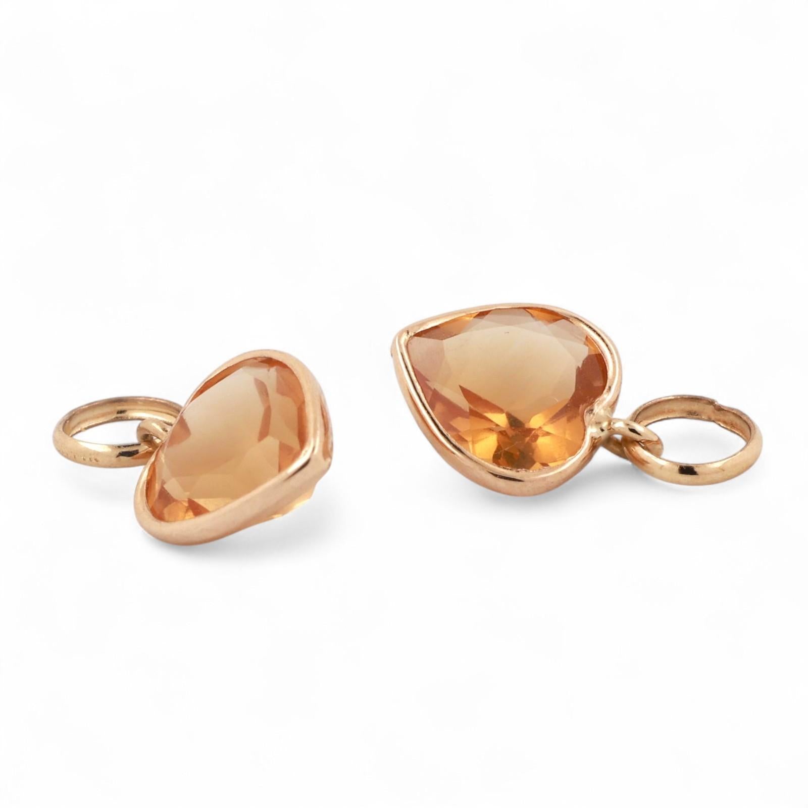Citrine Heart Hoop Earring Attachments 14K Yellow Gold 5.02 CTW 0.65" Ladies