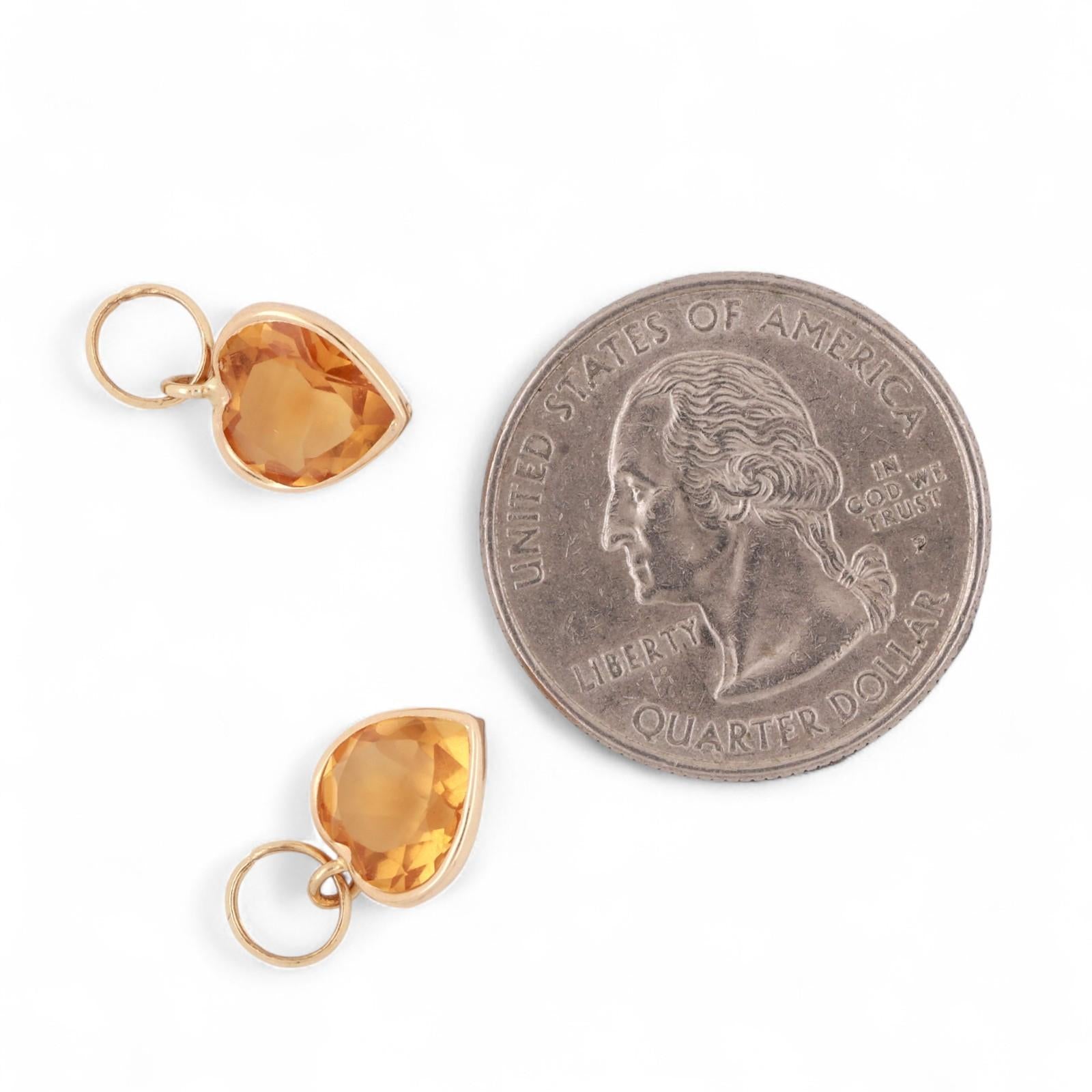 Citrine Heart Hoop Earring Attachments 14K Yellow Gold 5.02 CTW 0.65" Ladies