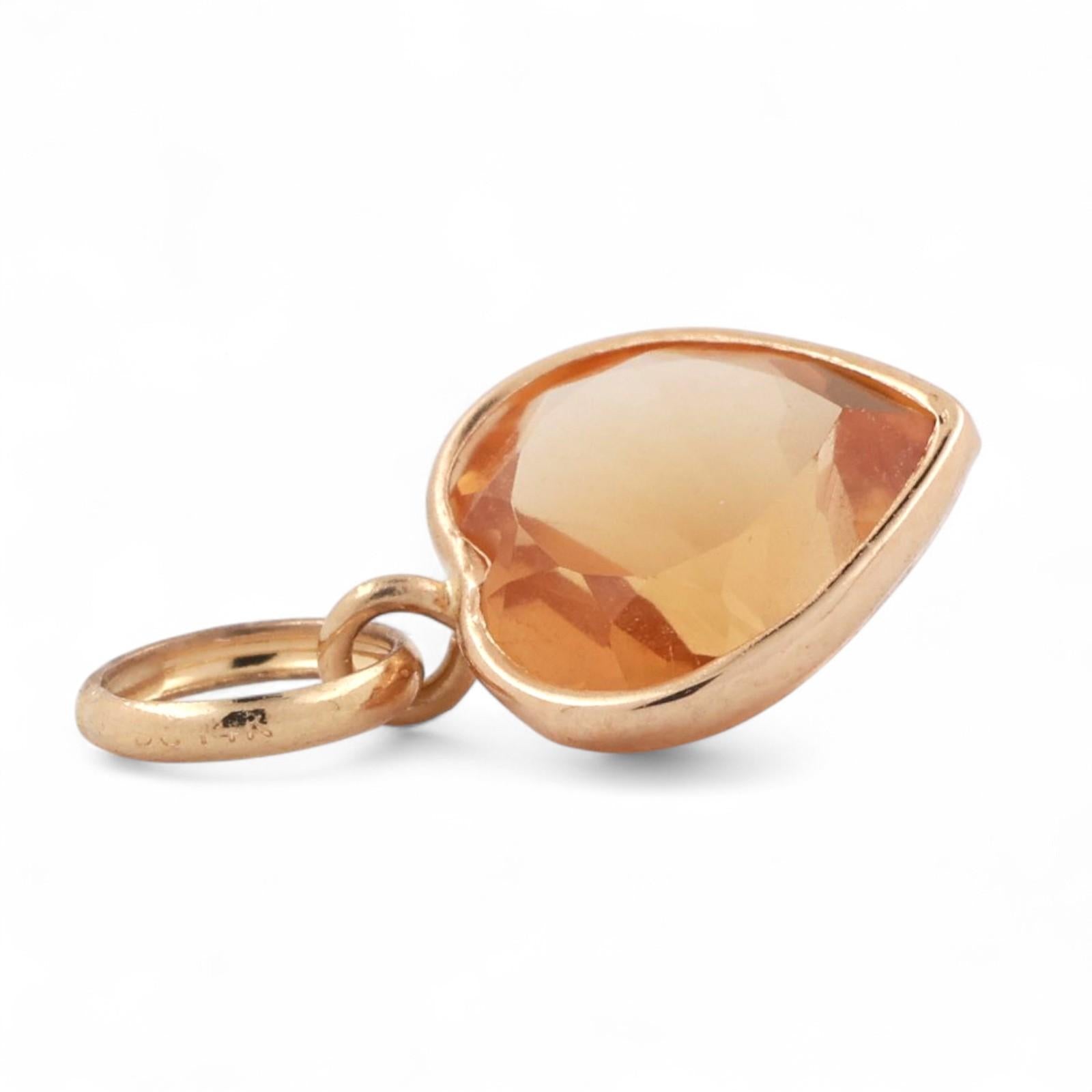 Citrine Heart Hoop Earring Attachments 14K Yellow Gold 5.02 CTW 0.65" Ladies