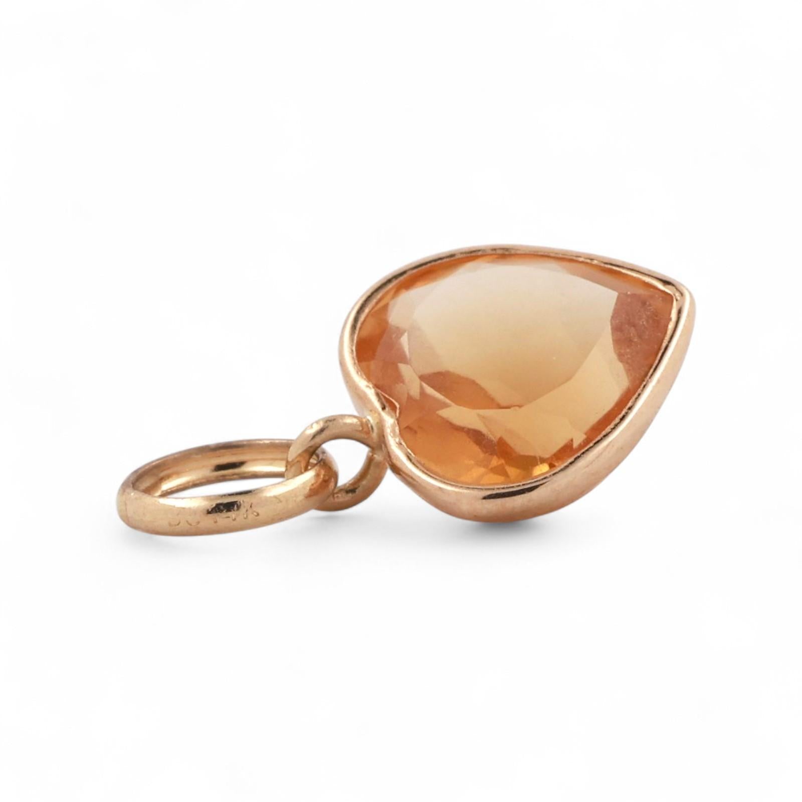 Citrine Heart Hoop Earring Attachments 14K Yellow Gold 5.02 CTW 0.65" Ladies
