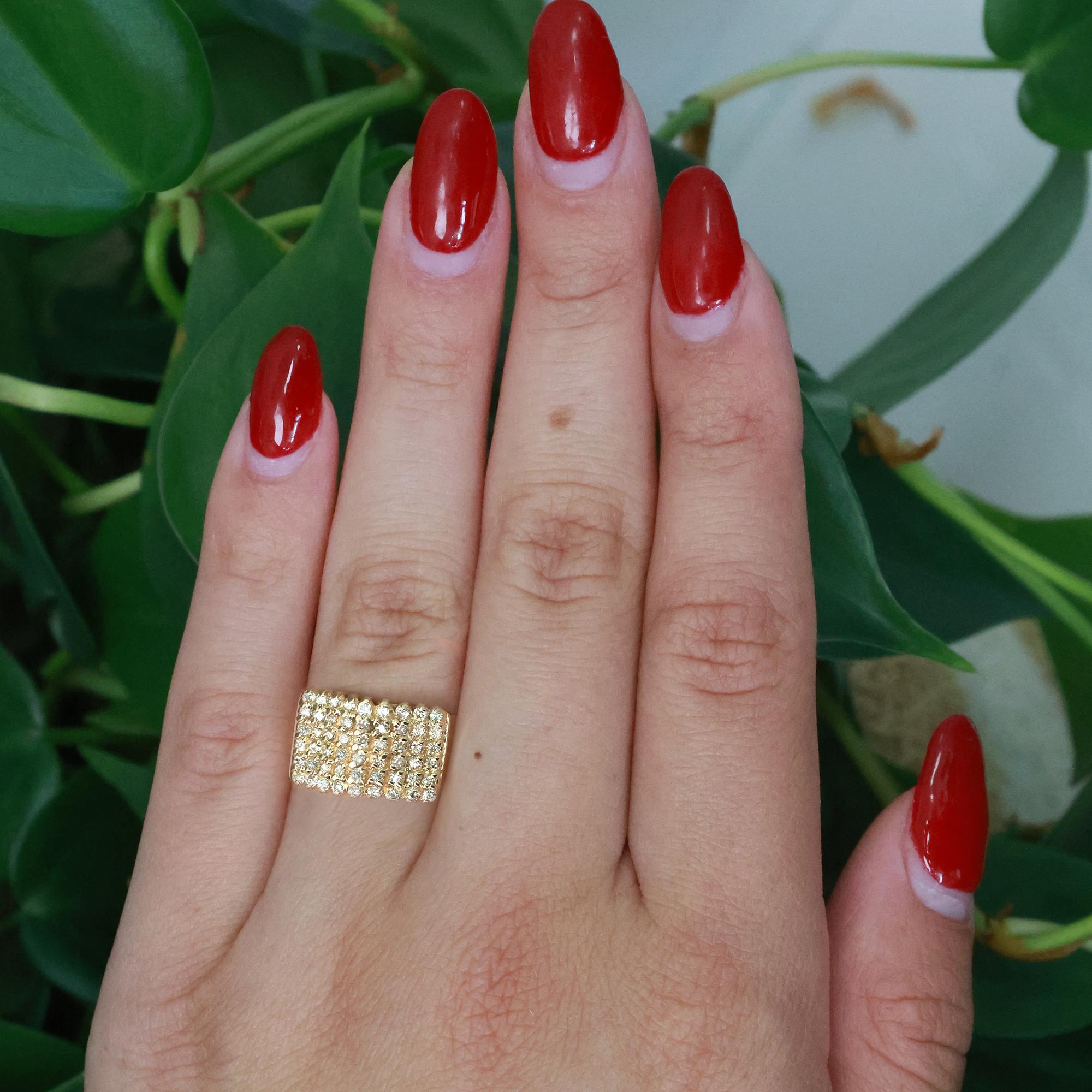 1.50 TW 6-Row Diamond Dome Ring 14K Yellow Gold Size 8.5 Estate